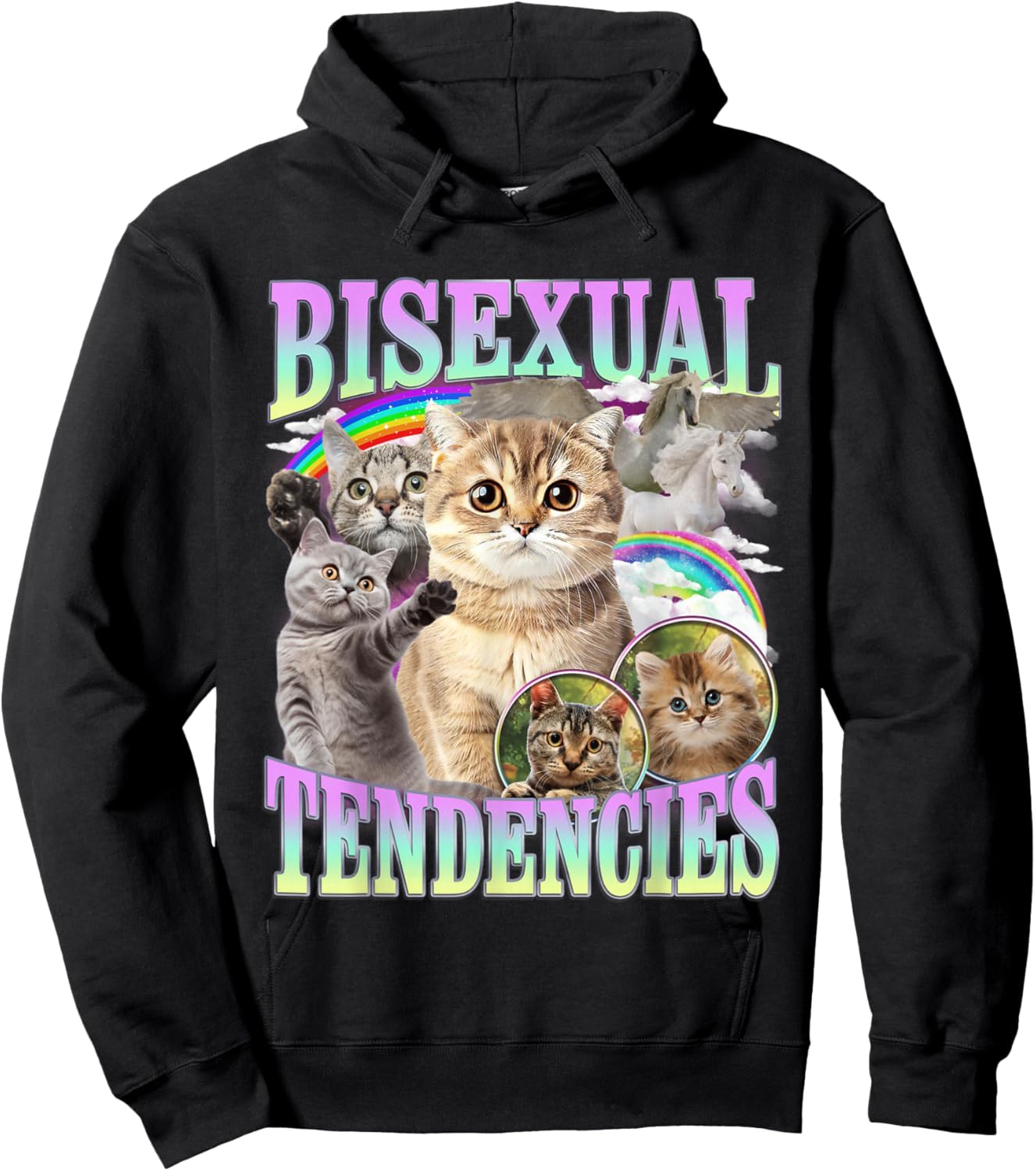 Bisexual Tendencies Funny Cat Meme Inappropriate LGBTQ Hoodie - Hoodie | Black