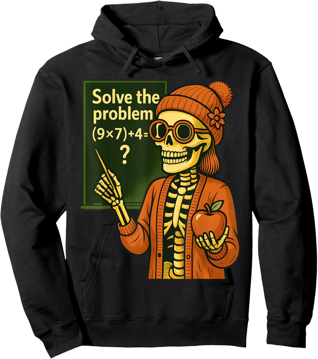 HUGvyn Halloween Skeleton Six Seven 67 Meme PEMDAS Teacher Hoodie - Hoodie | Black