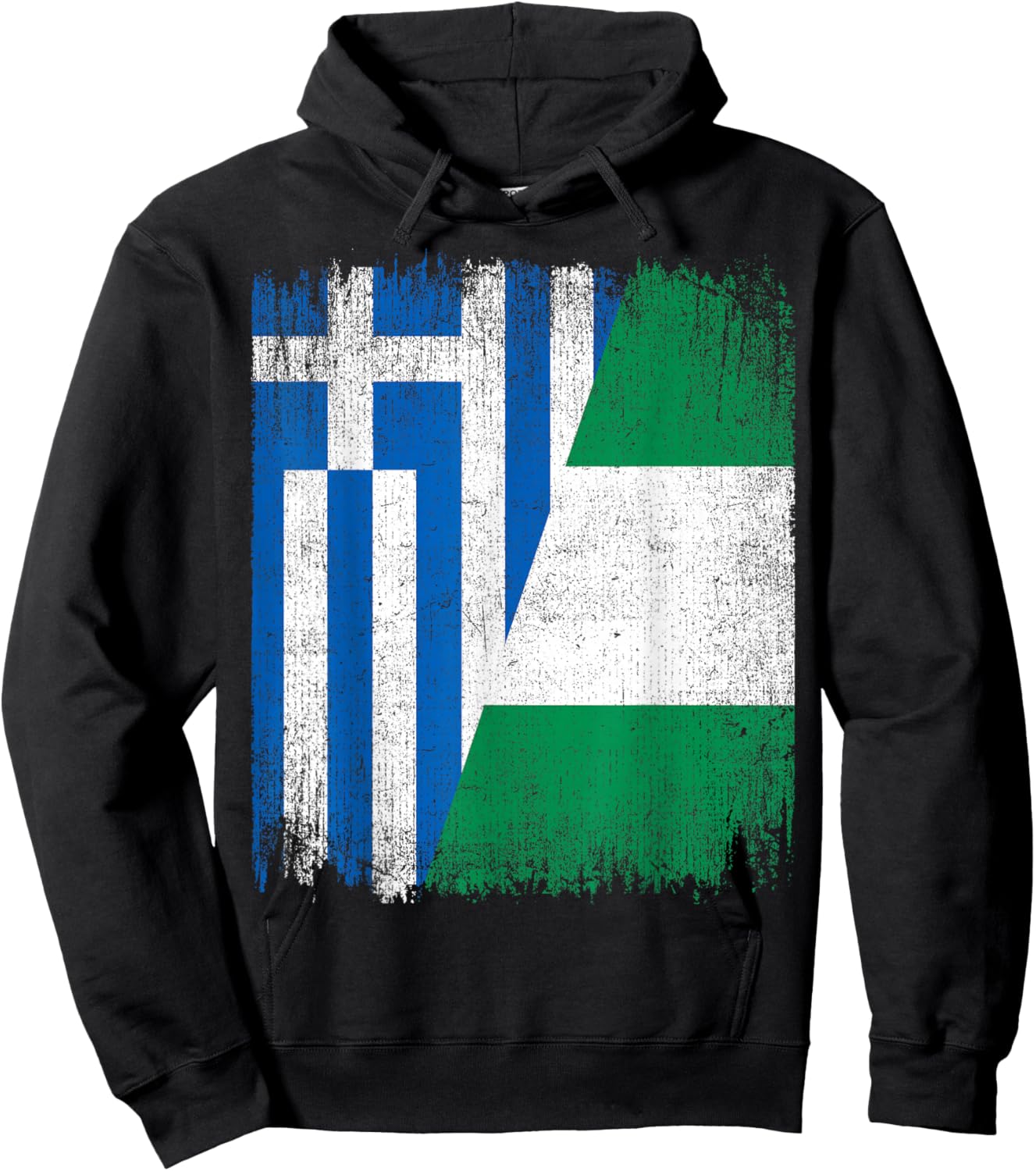 Half Greece Nigeria Flag Greek Nigerian Pride Roots Hoodie - Hoodie | Black