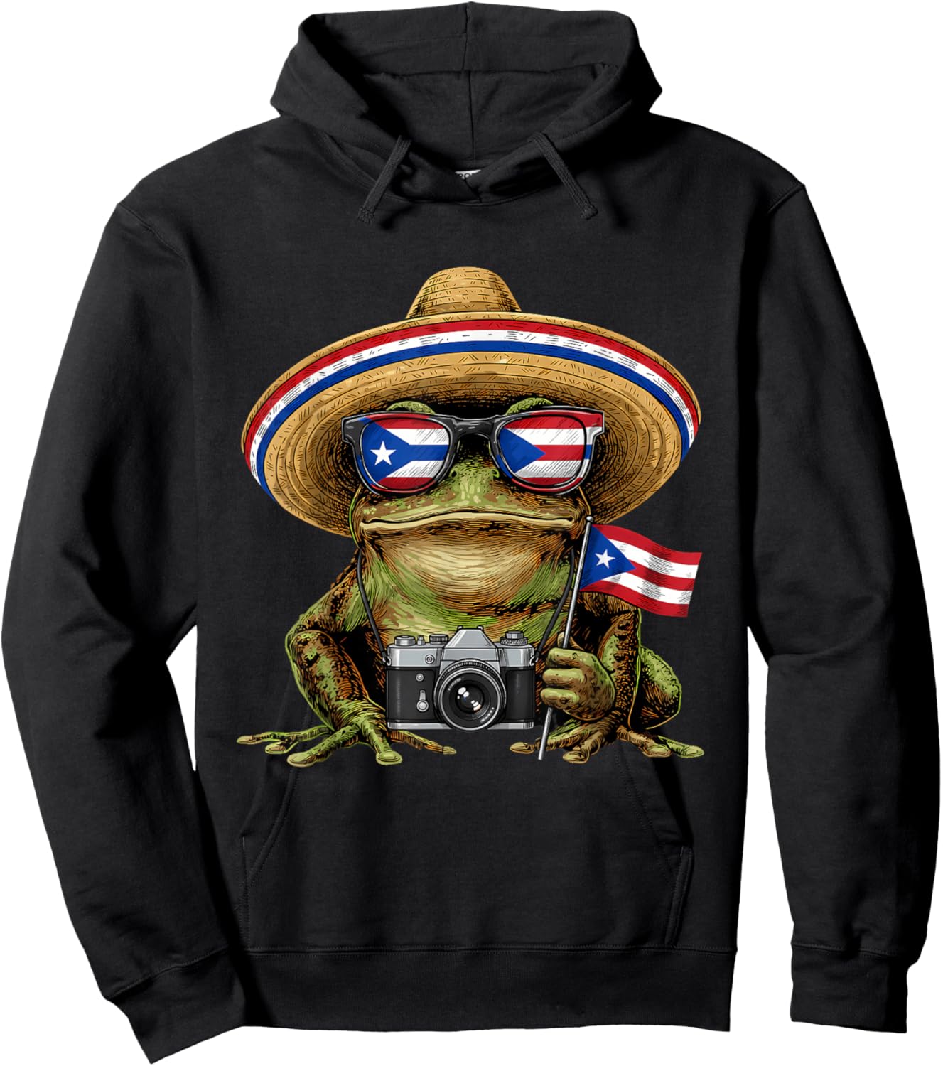 Coqui Frog Puerto Rico Flag Puerto Rican Taino Boricua Hoodie - Hoodie | Black