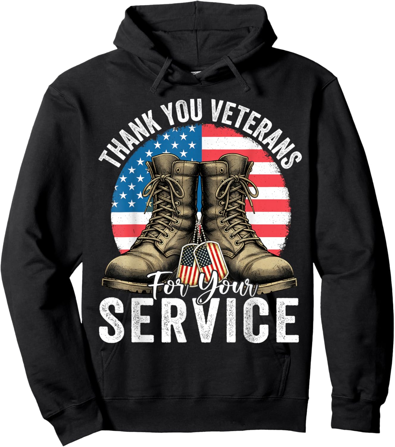 Thank You Veterans for Your Service Veterans Day Men Women Hoodie - Hoodie | Black