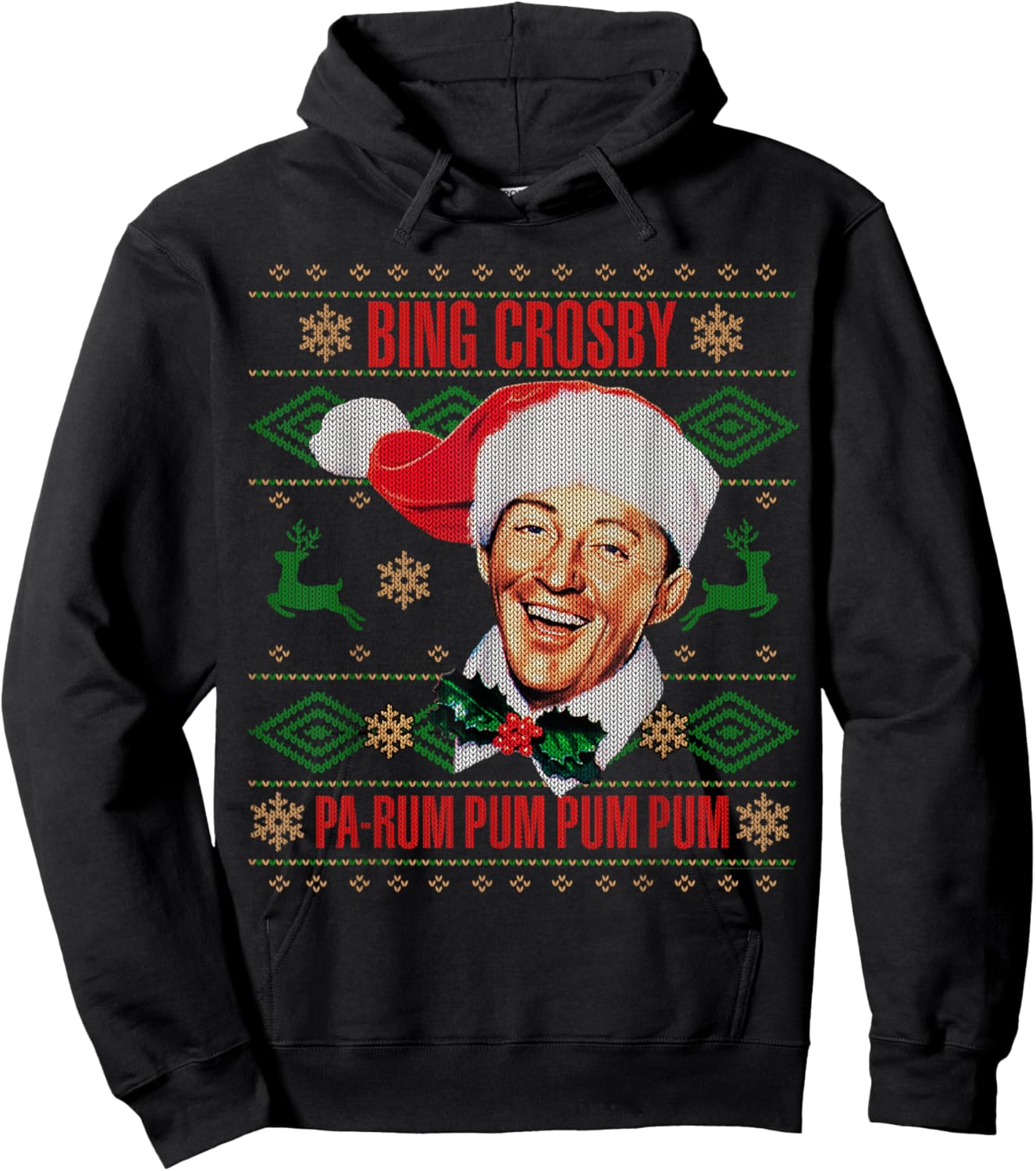 Official Bing Crosby Ugly Christmas Music Hoodie - Hoodie | Black