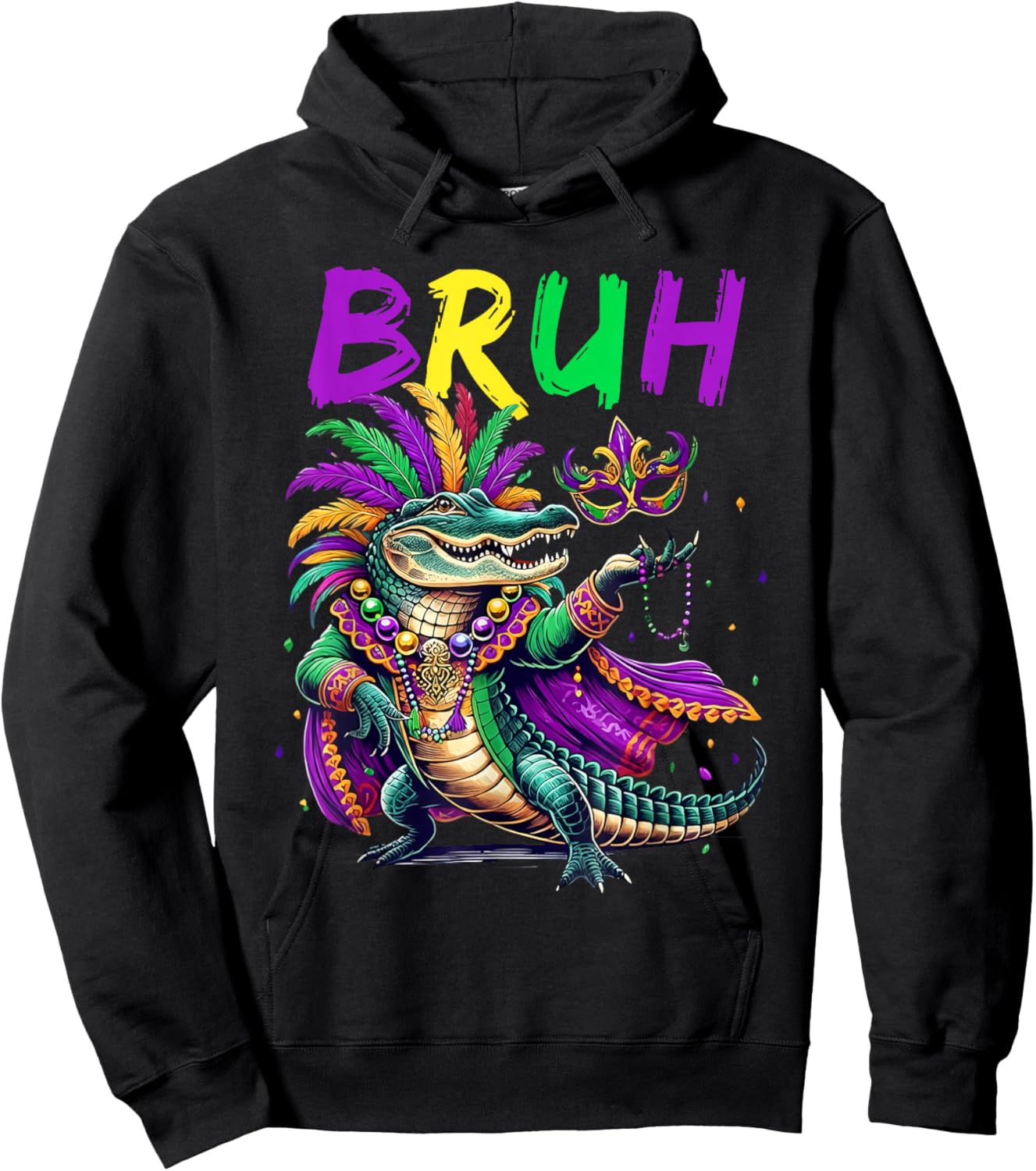 Mardigator Alligator Bruh Mardi Gras Costume Teens Boys Kids Hoodie - Hoodie | Black