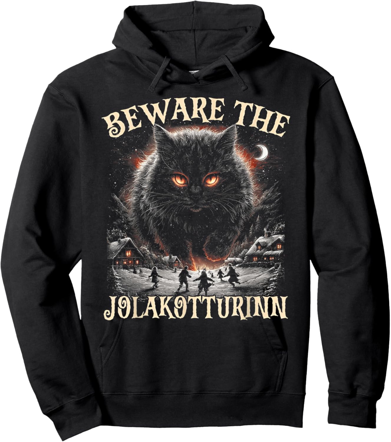 Beware The Jólakötturinn Funny Yule Cat Christmas Hoodie - Hoodie | Black