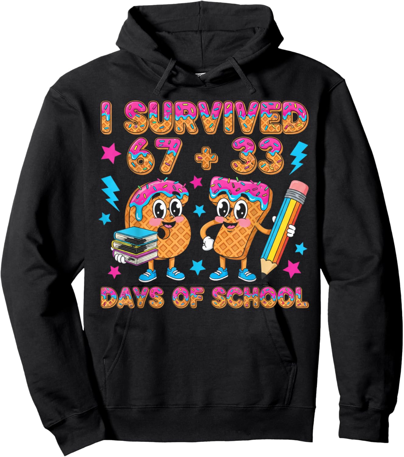 I Survived 67 100 Days of School Funny 100th Day of School Hoodie - Hoodie | Black