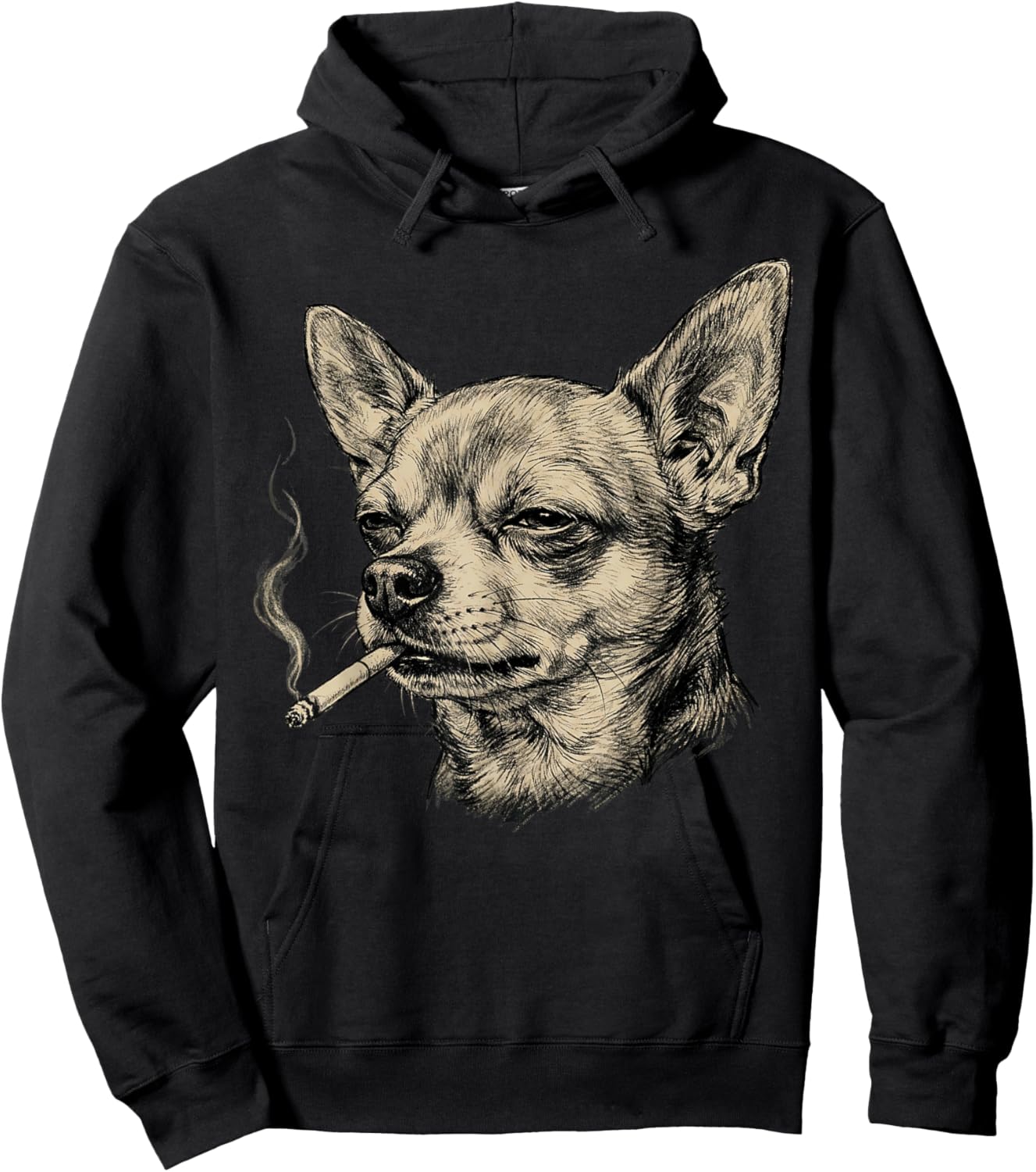 Dog Smoking Cigarette Funny Chihuahua Meme Hoodie - Hoodie | Black