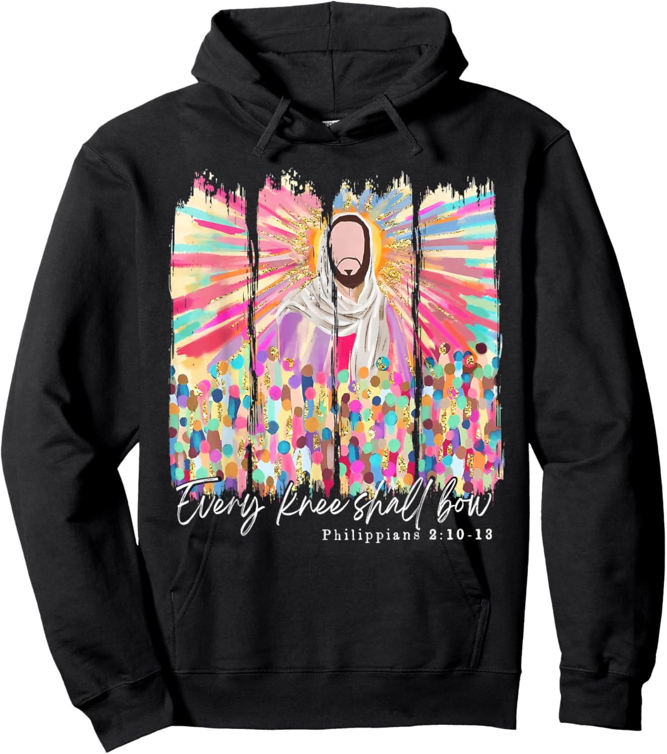 Every Knee Shall Bow Christian Jesus Bible Verse Easter Hoodie - Hoodie | Black
