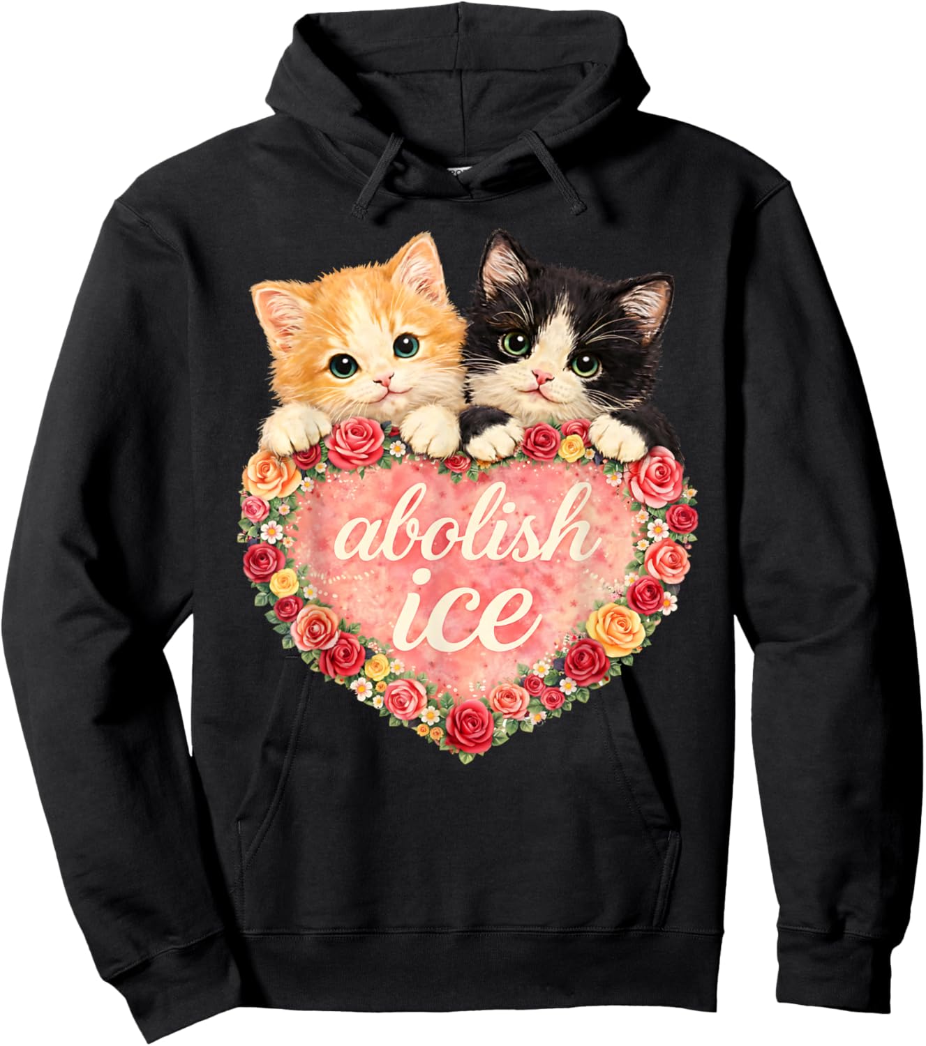 Abolish ICE Cute Cat Valentine Hoodie - Hoodie | Black