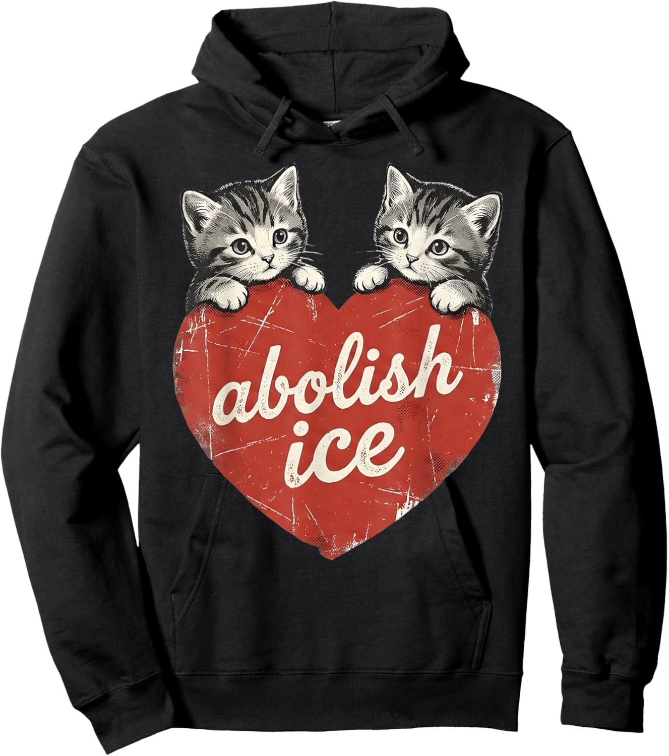 Cute Cat Valentine Abolish Ice Political Protest Hoodie - Hoodie | Black