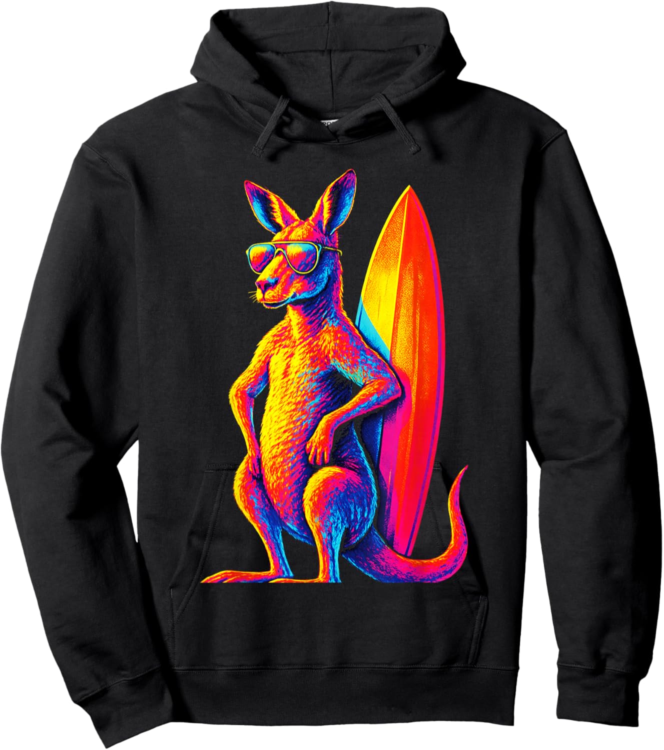 Kangaroo - Surfing Australia Animal Art Hoodie - Hoodie | Black