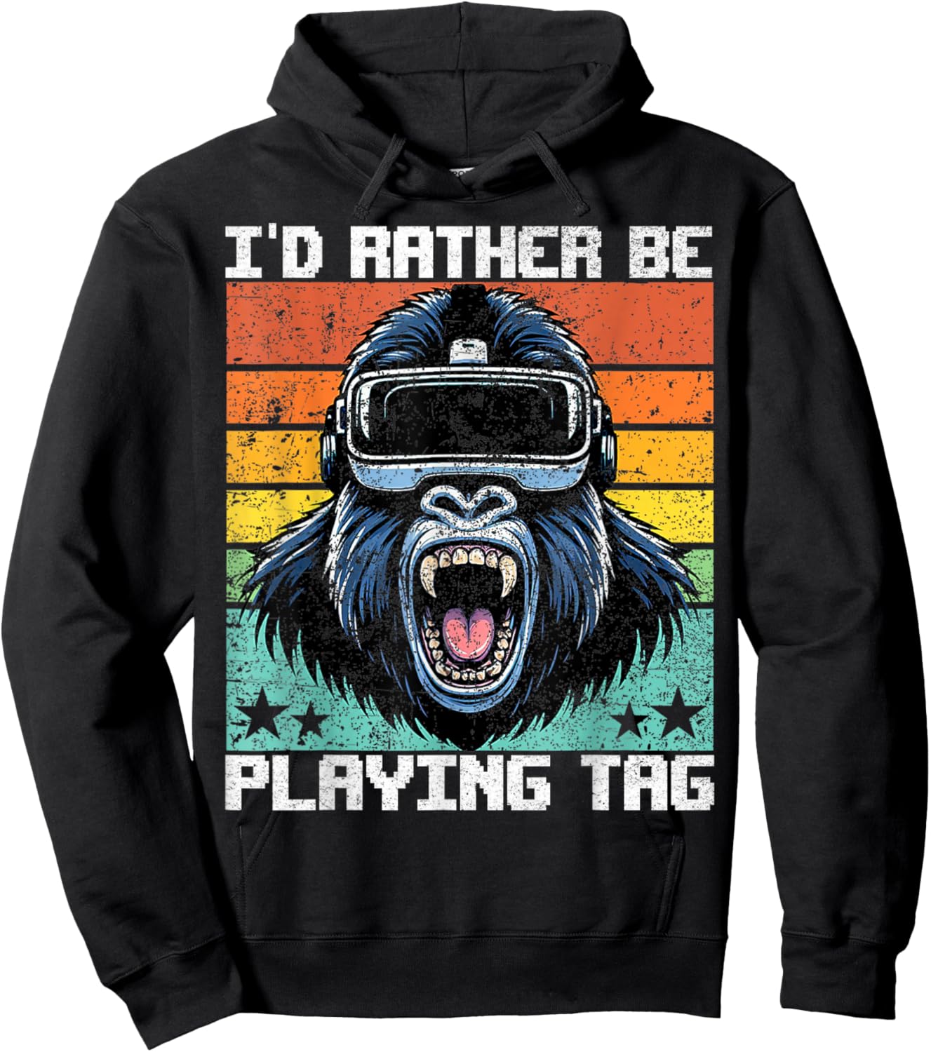 Bruh I'd Rather Be Playing Boys Adult Man Birthday Gorilla Hoodie - Hoodie | Black