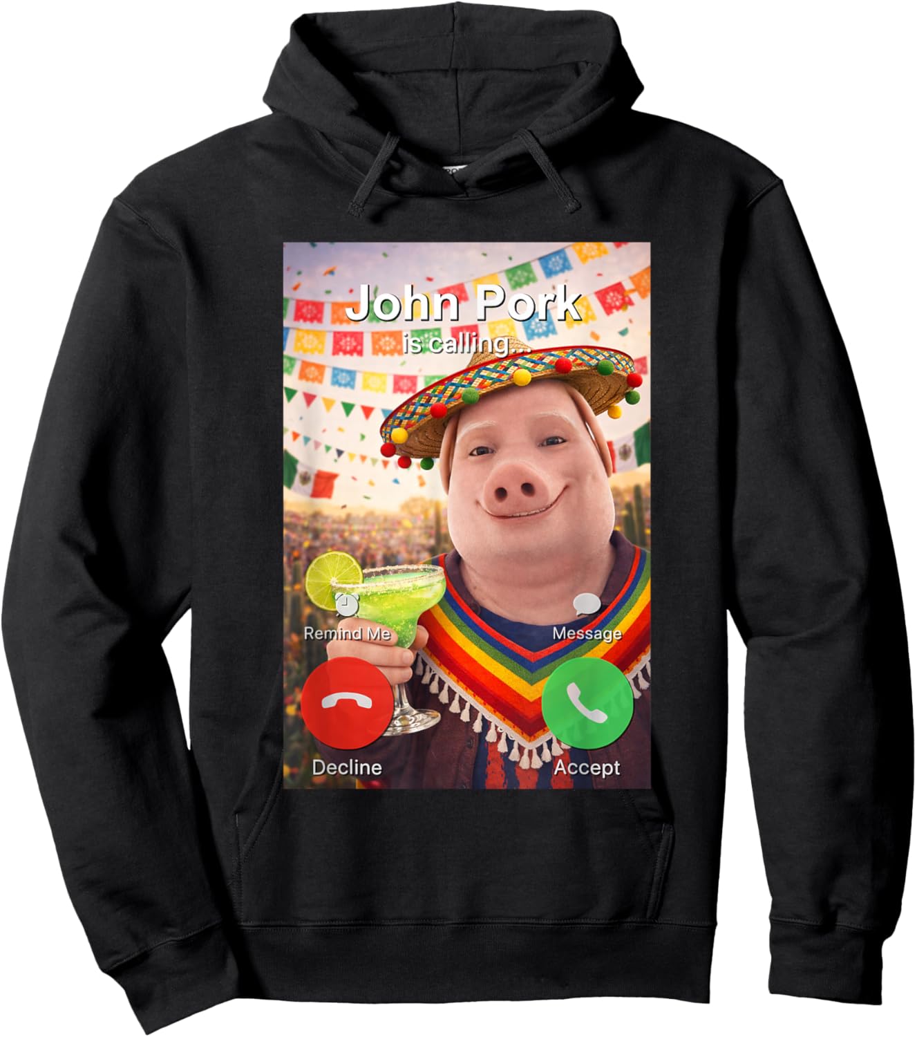 Funny Cinco De Mayo John Pork is Calling Brainrot Meme Hoodie - Hoodie | Black