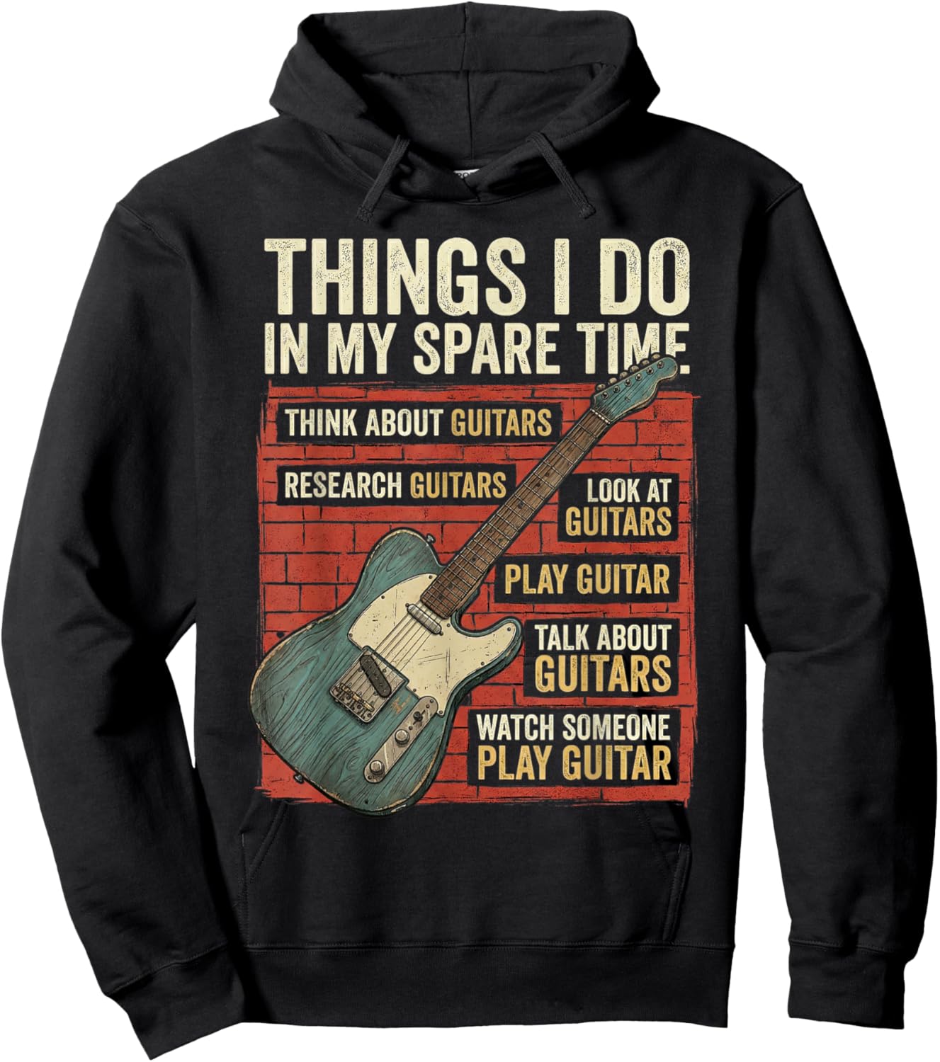 Guitar Things I Do in My Spare Time Electric Guitarist Hoodie - Hoodie | Black