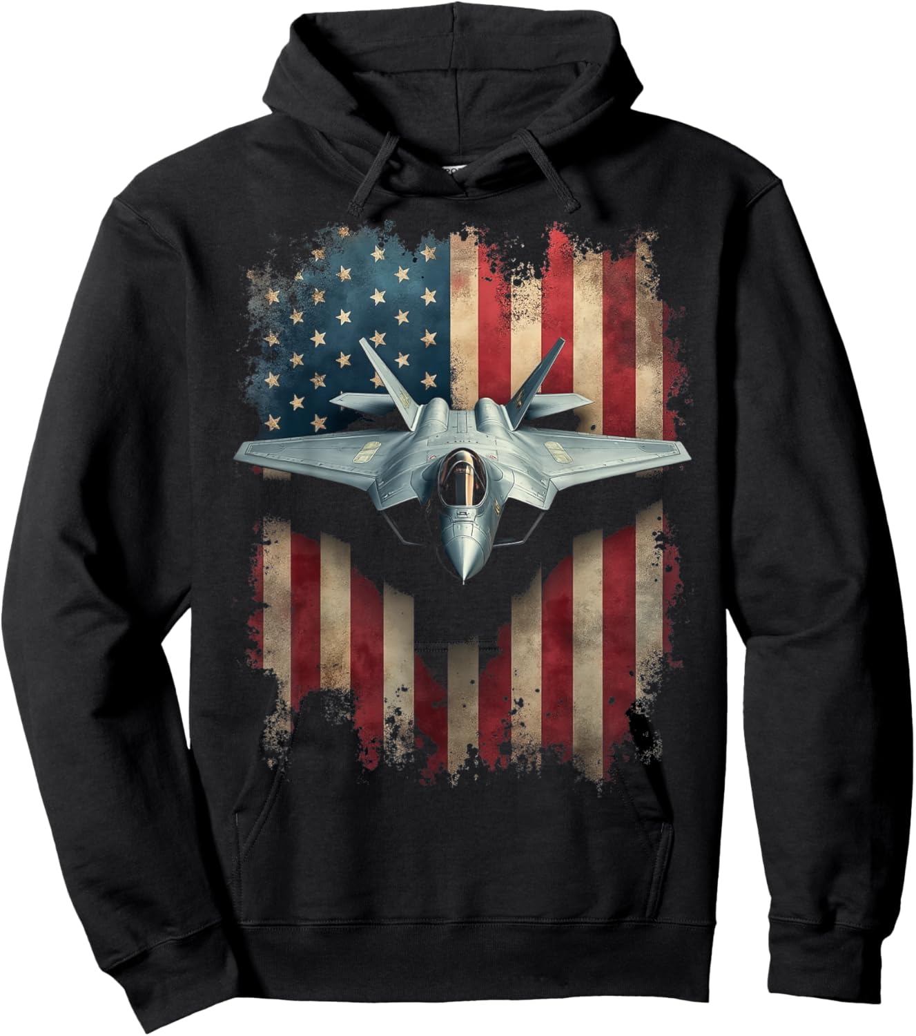 Rugged Patriotic Fighter Jet Hoodie - Hoodie | Black