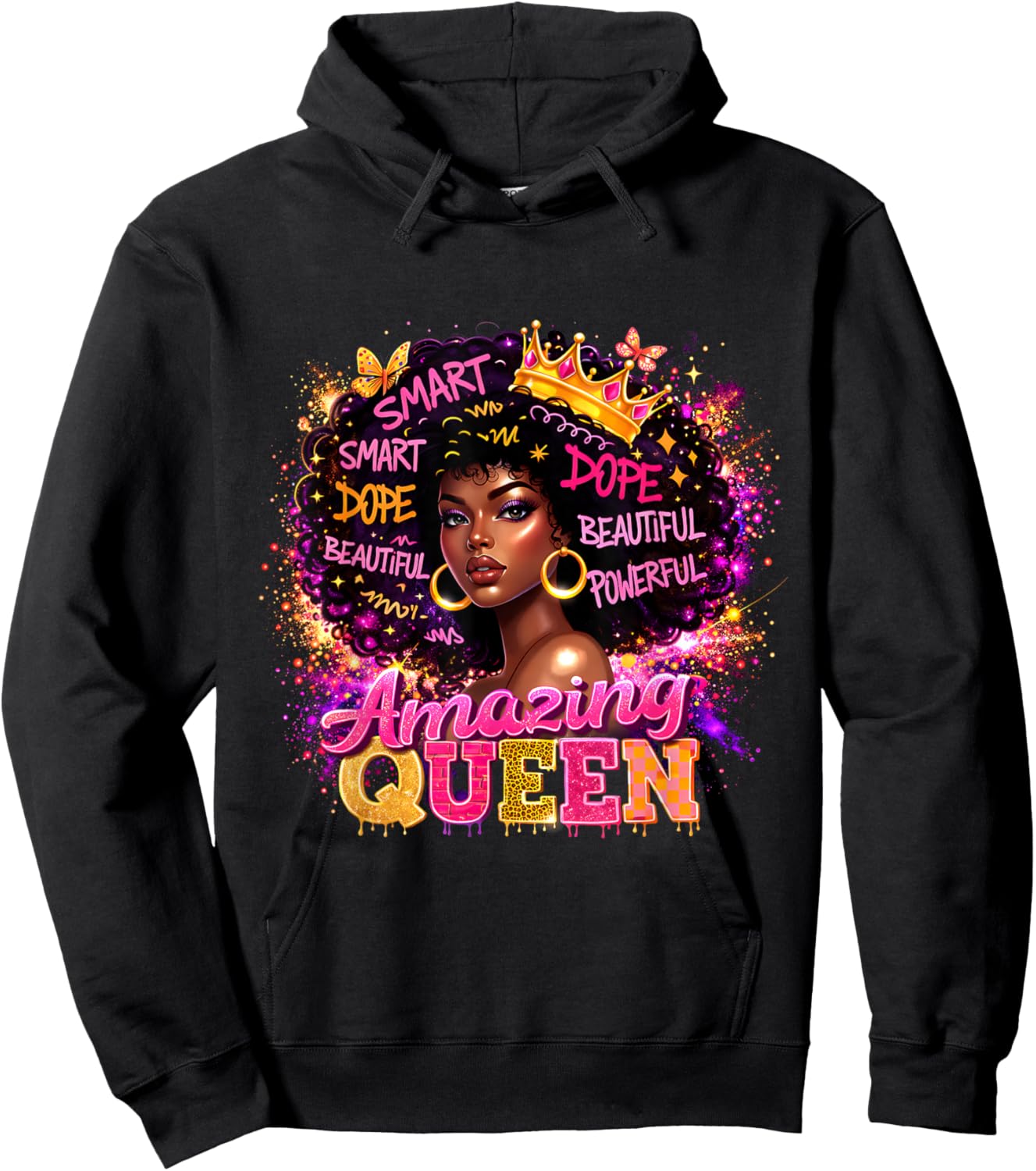 Afro Girl Black Women African Melanin Dope Queen Hoodie - Hoodie | Black