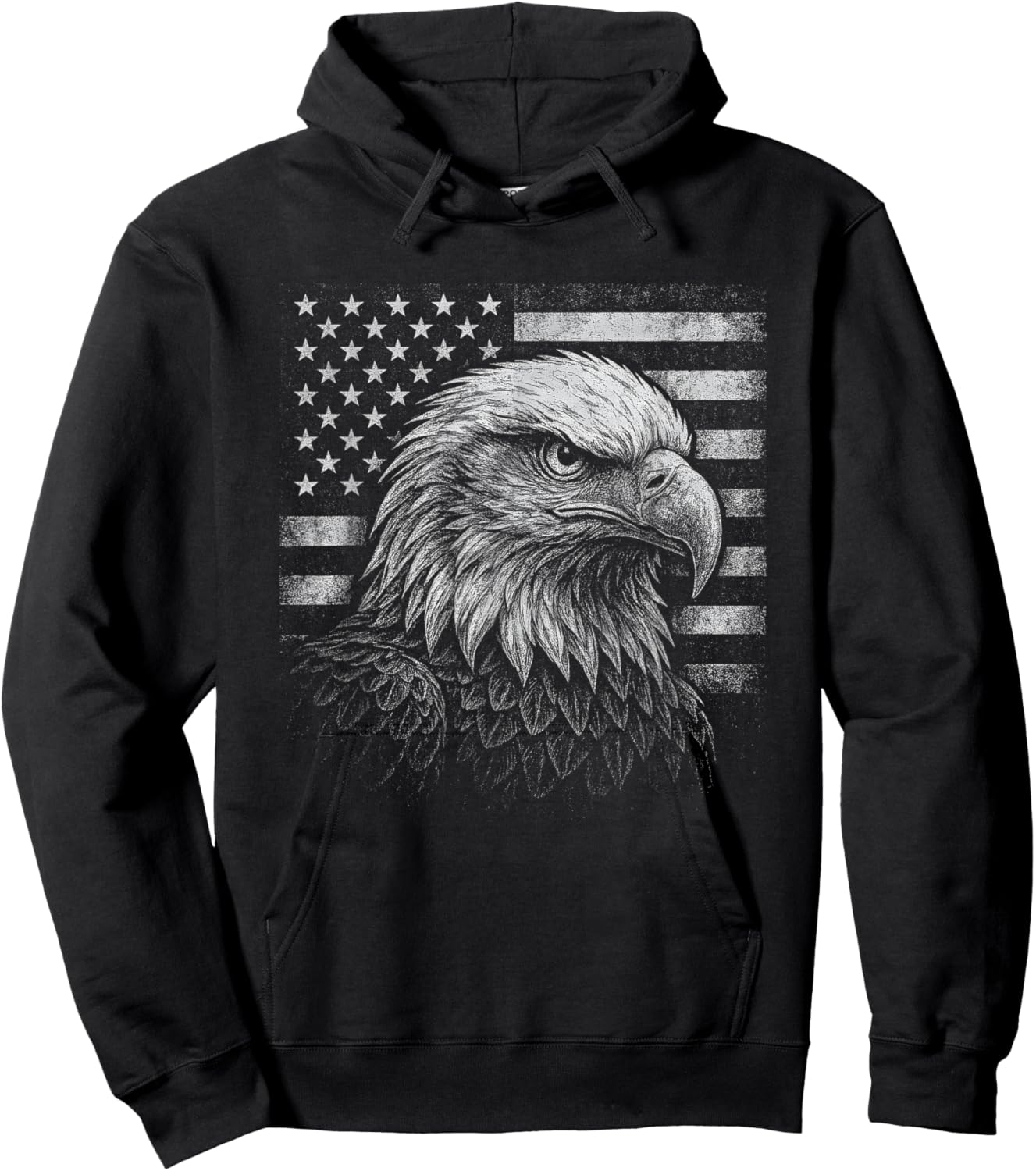 Fierce Eagle and American Flag Patriotic USA 4th of July Hoodie - Hoodie | Black