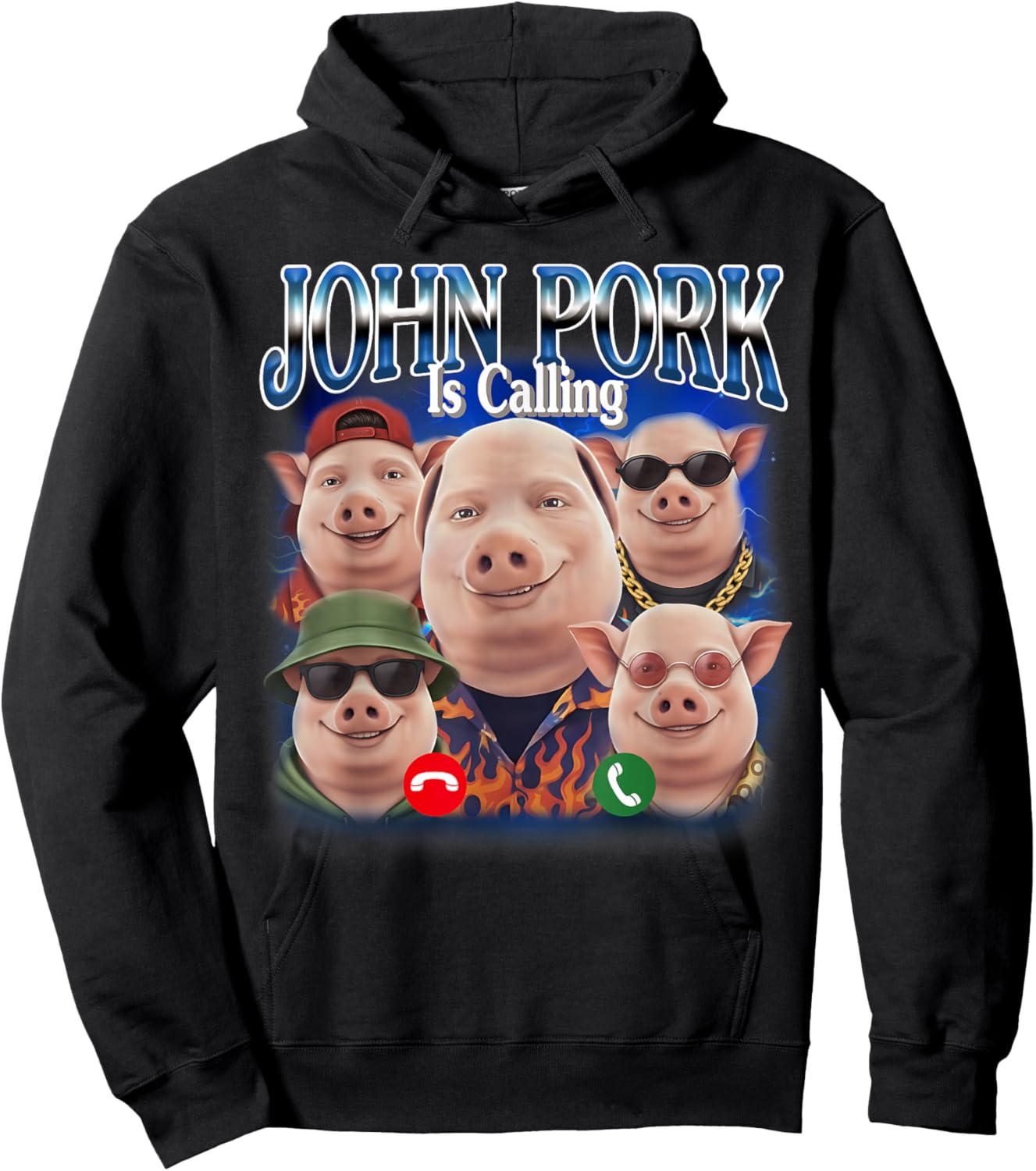 Funny John Pork is Calling John Pork Meme Bootleg Hoodie - Hoodie | Black