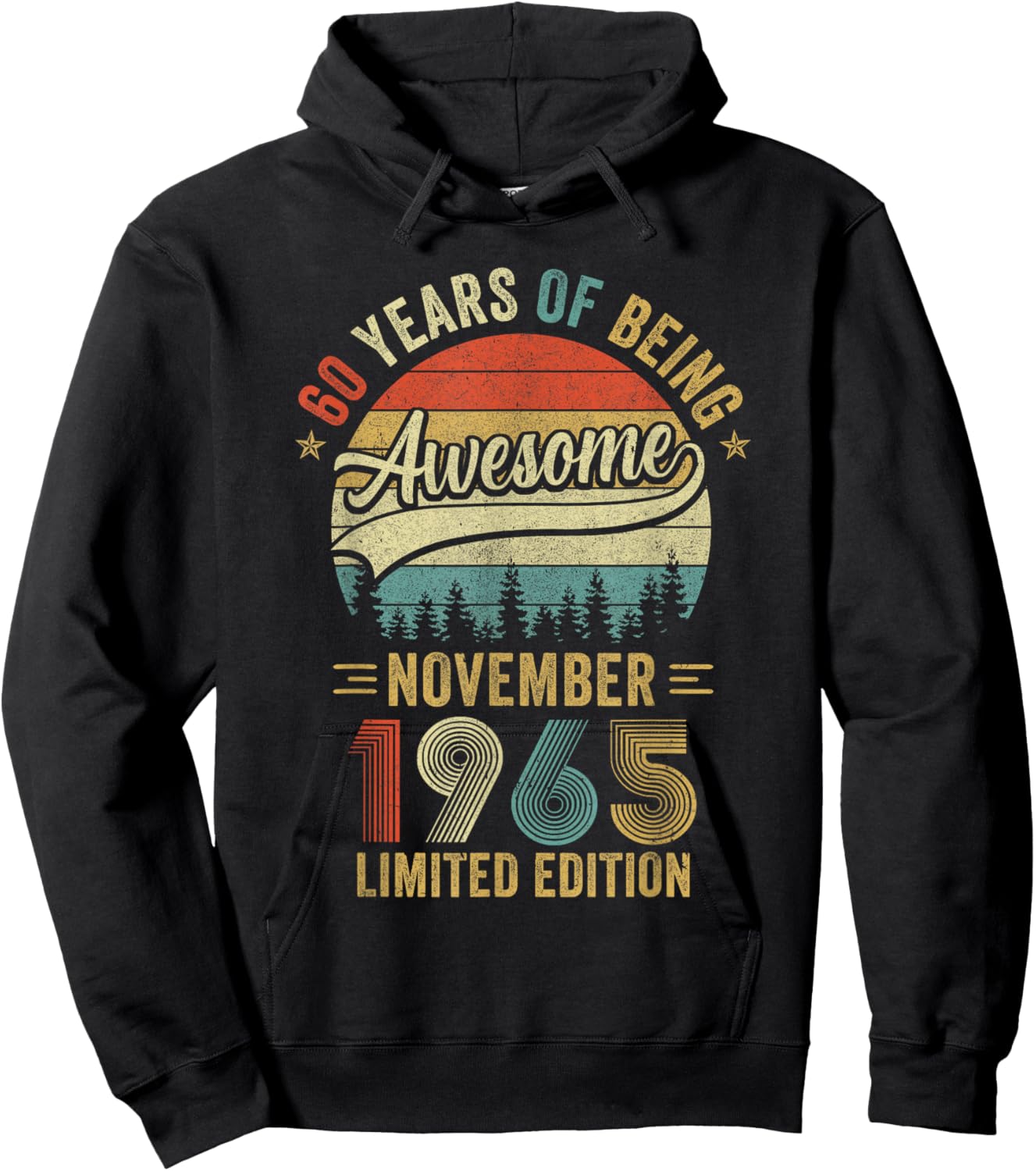 Vintage November 1965 Old 60Th Birthday Men Women Hoodie - Hoodie | Black
