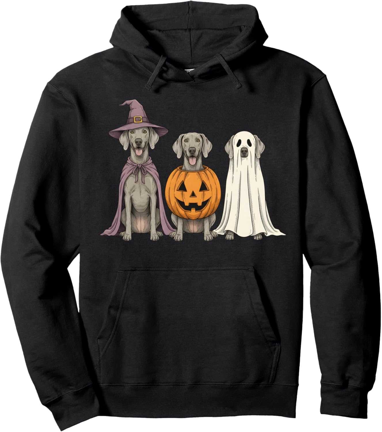 Spooky Ghost Weimaraner Pumpkin Halloween Dog Lover Hoodie - Hoodie | Black