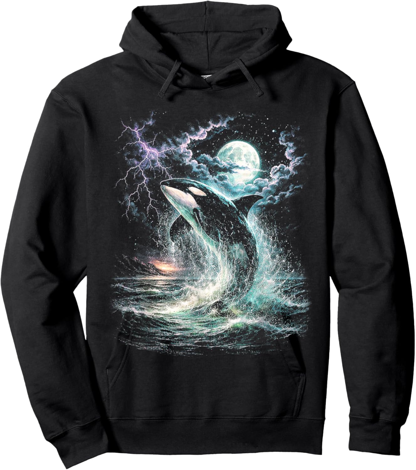 Vintage Orca Midnight 90s Graphic Retro Whale Ocean Wildlife Hoodie - Hoodie | Black