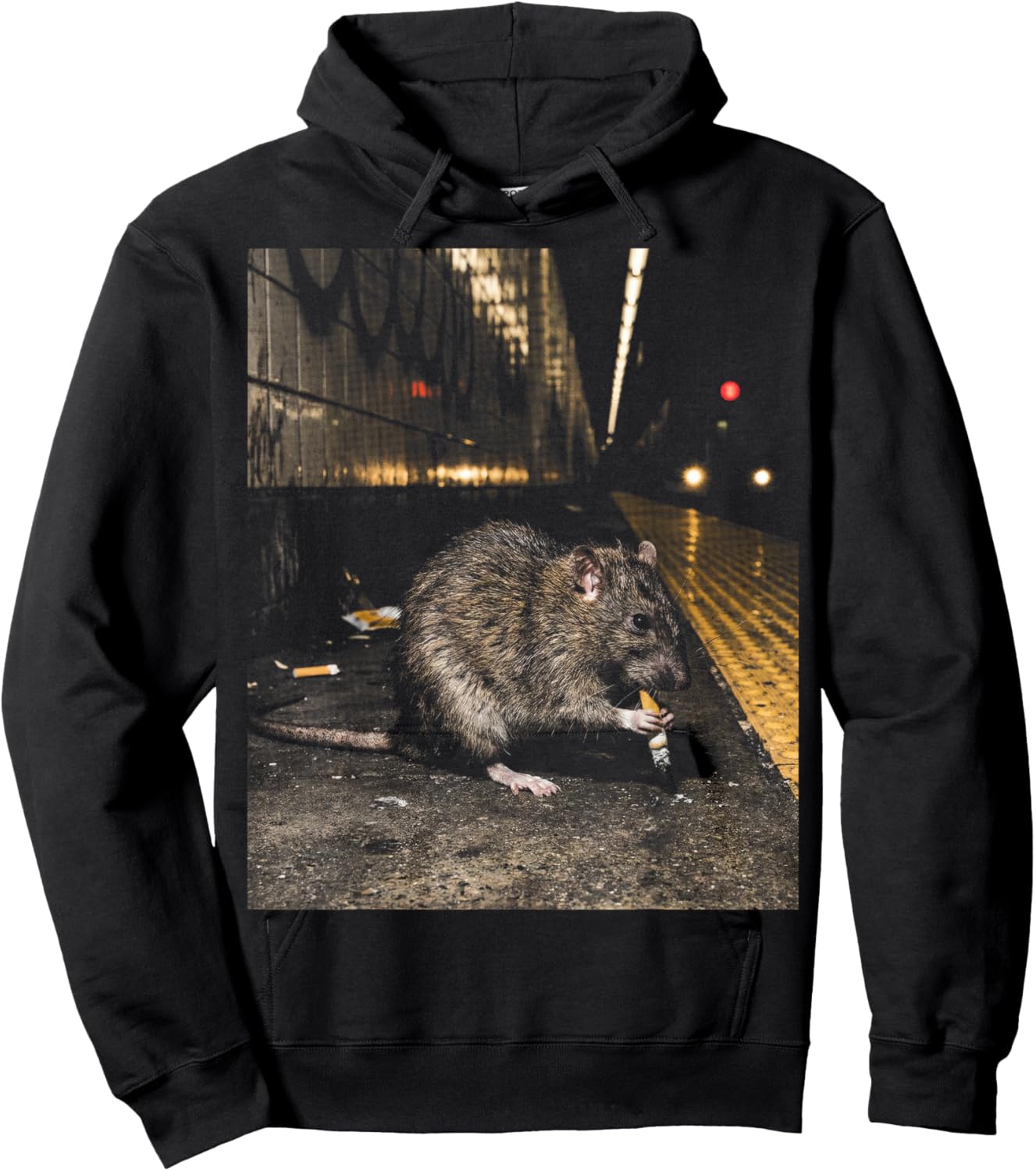 NYC Subway Rat Smoking Meme Funny Hoodie - Hoodie | Black
