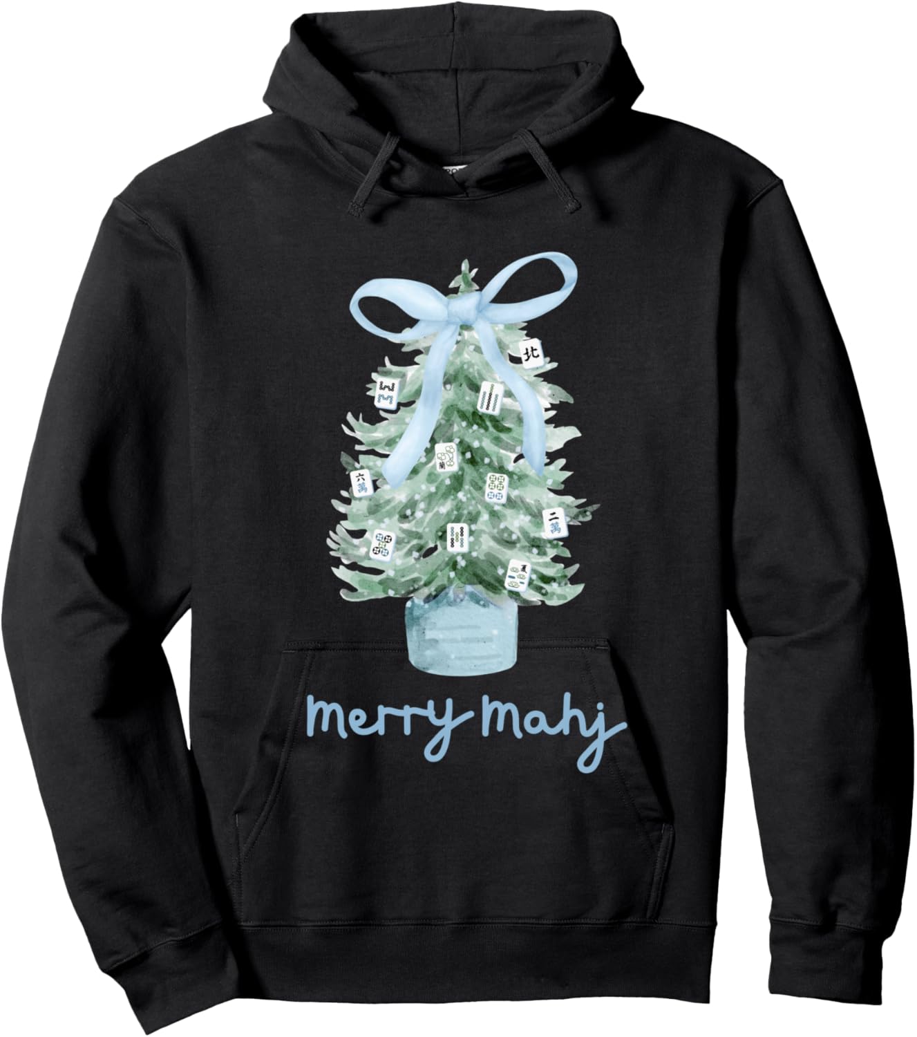 Merry Mahj Christmas Mahjong Hoodie - Hoodie | Black