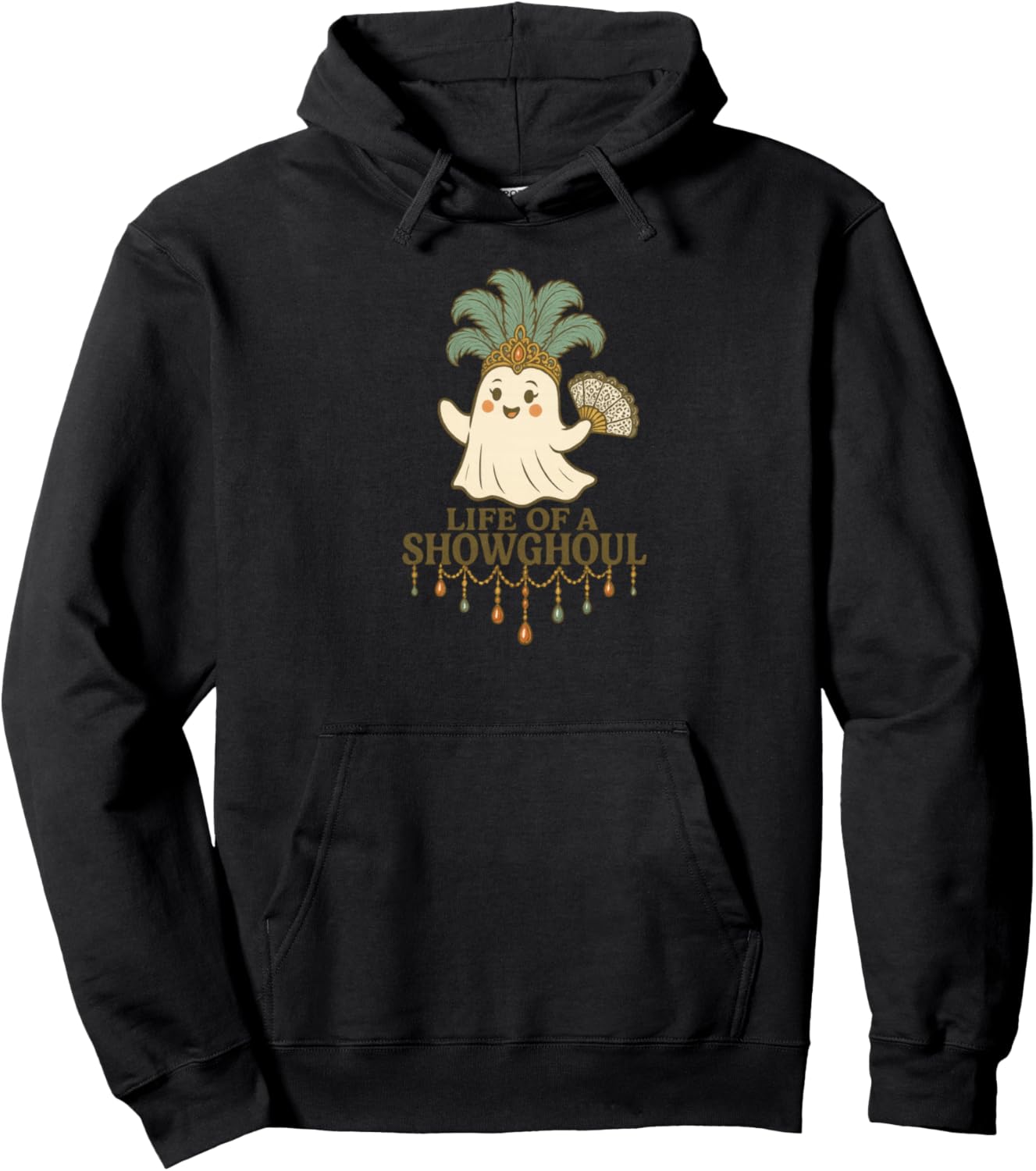 Life of a Showghoul Cute Halloween Ghost Showgirl Fan Design Hoodie - Hoodie | Black