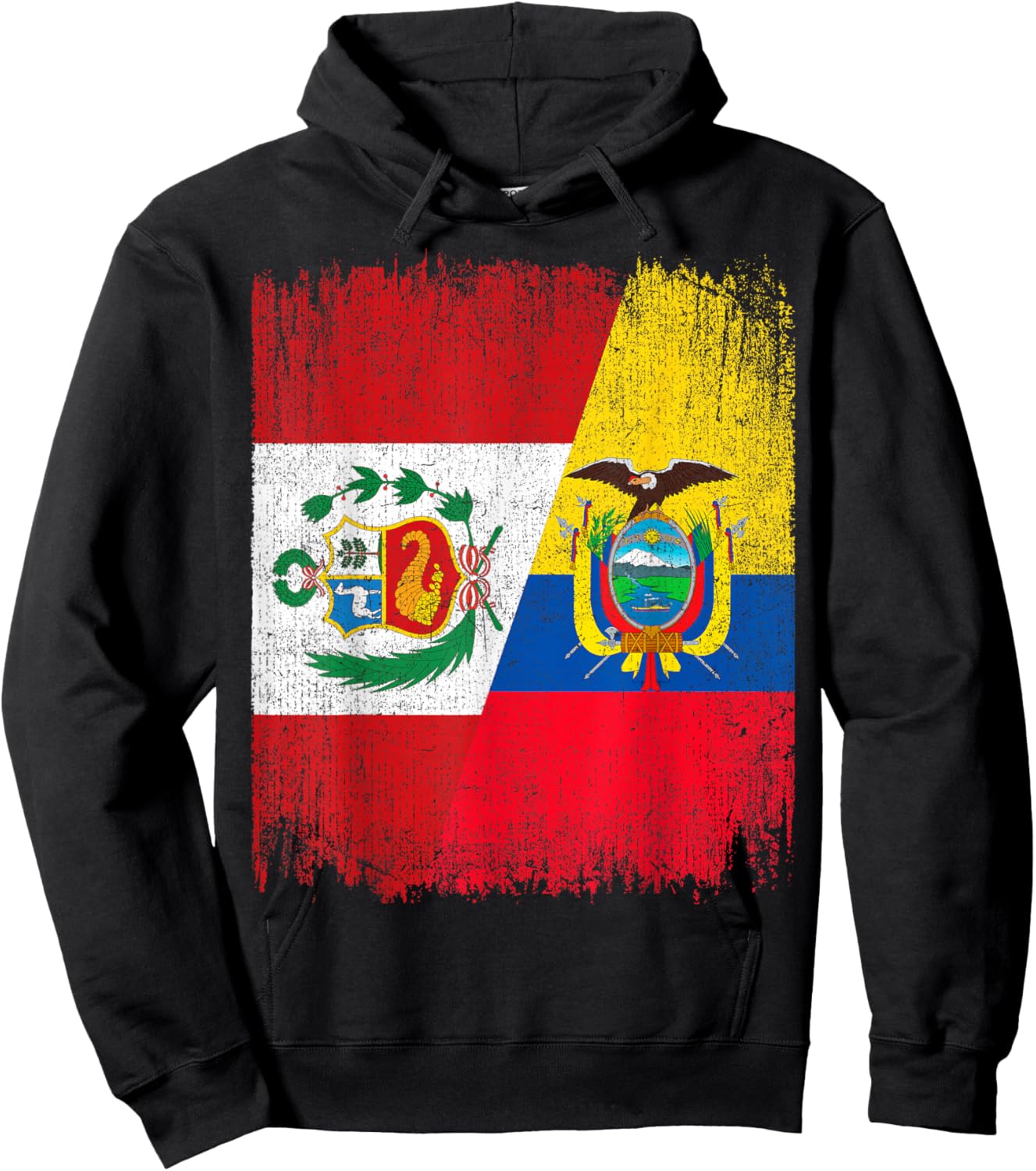 Half Ecuador Peru Split Flag Ecuadorian Peruvian Pride Roots Hoodie - Hoodie | Black
