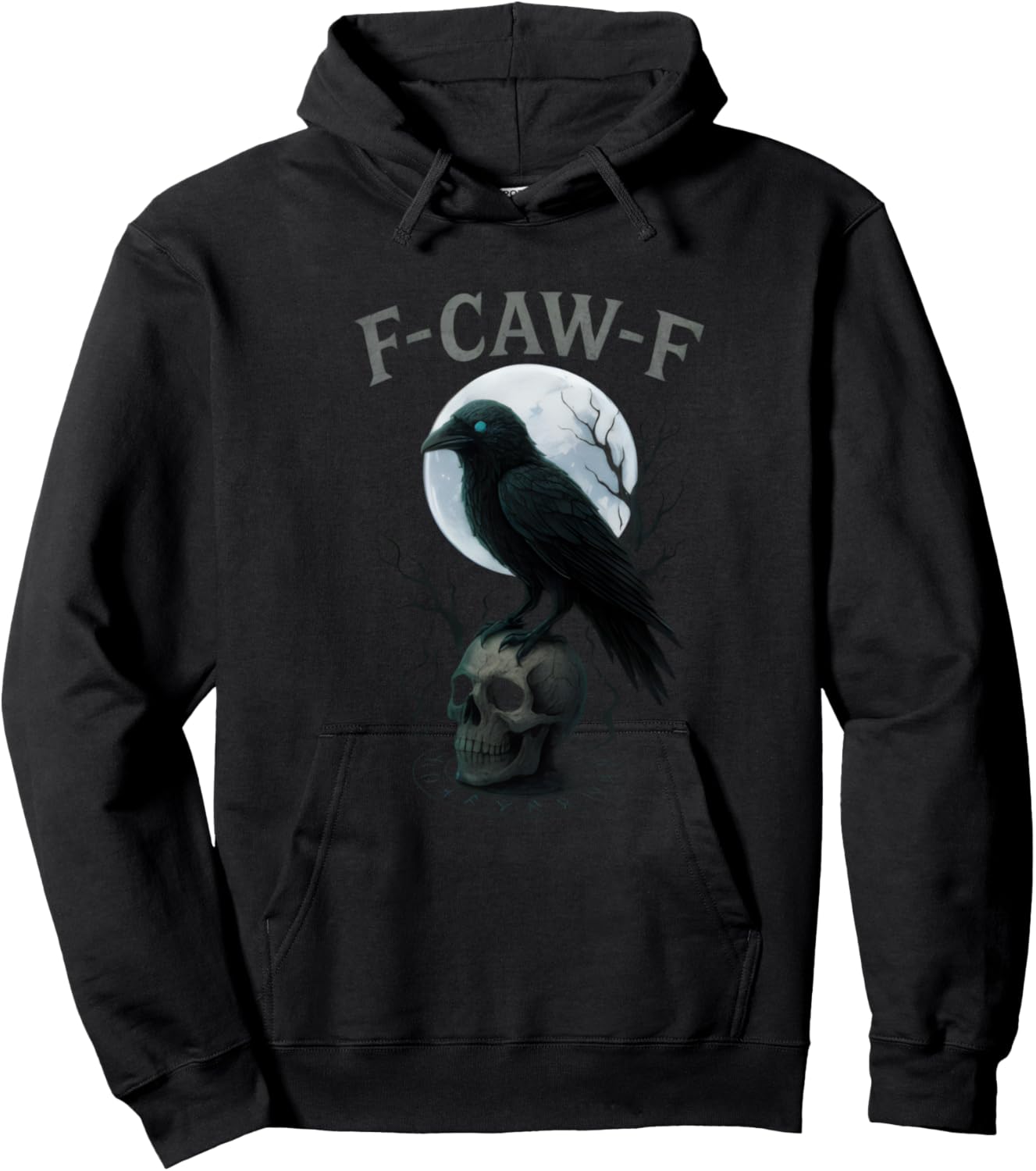 Gothic Black Crow F-Caw-F Raven Skull Moon Halloween Hoodie - Hoodie | Black