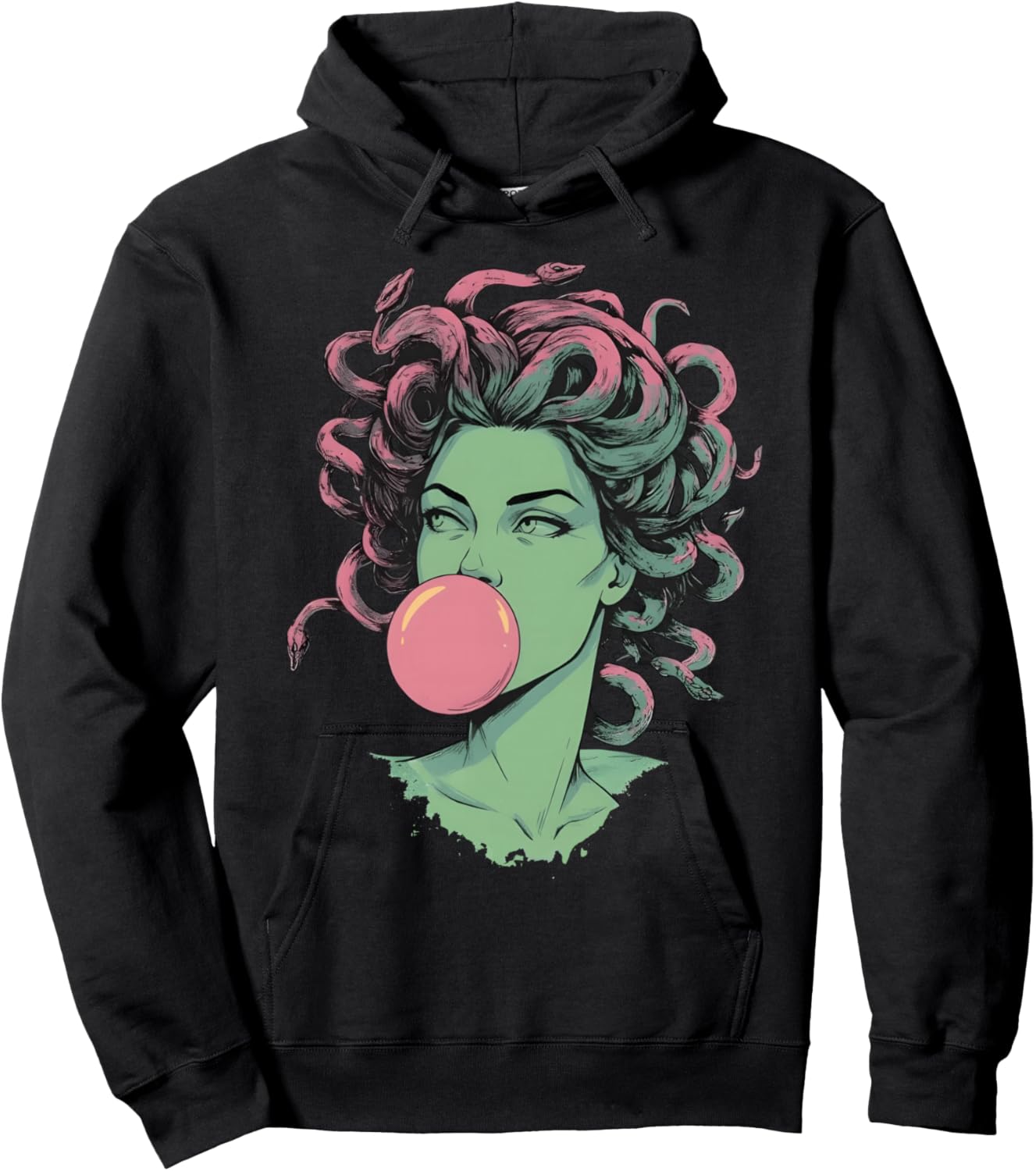 Medusa Bubblegum Mythological Snake Hair Goddess Feminist Hoodie - Hoodie | Black