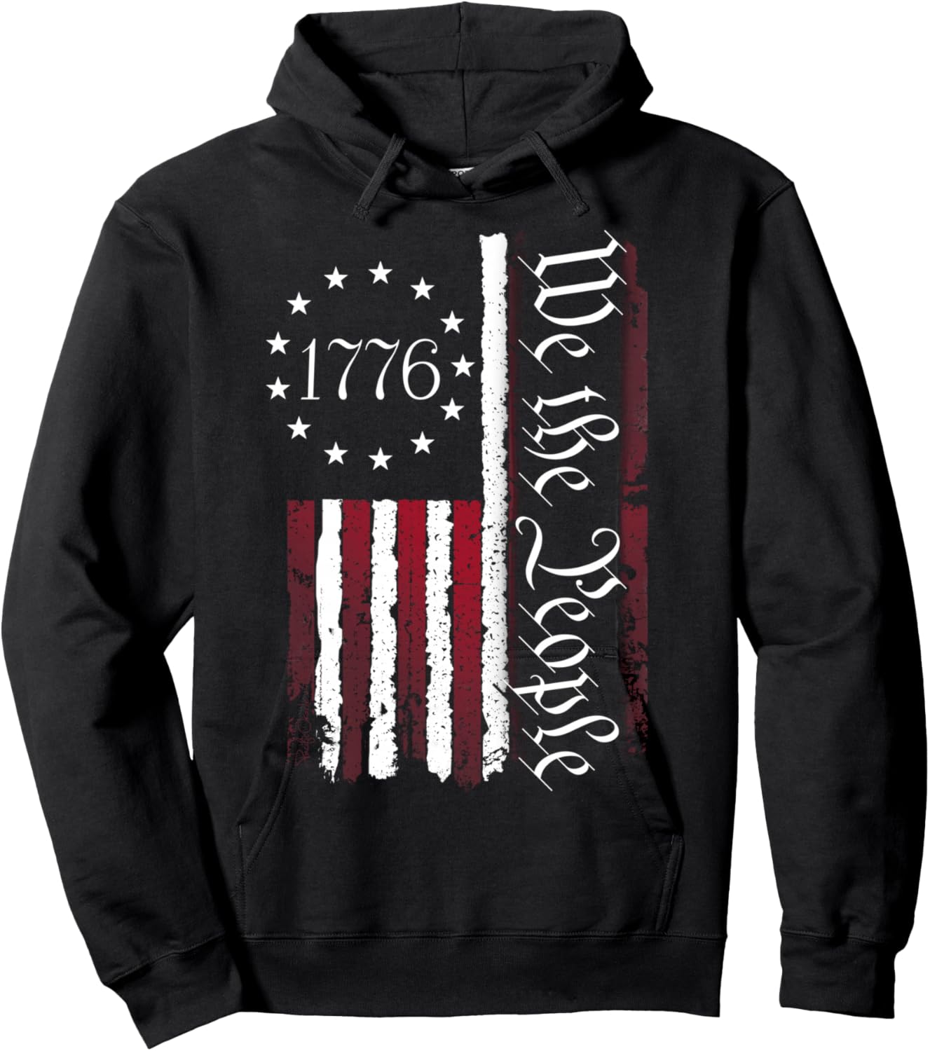 1776 Betsy Ross Flag 13-Star Ring Vintage USA Flag Hoodie - Hoodie | Black