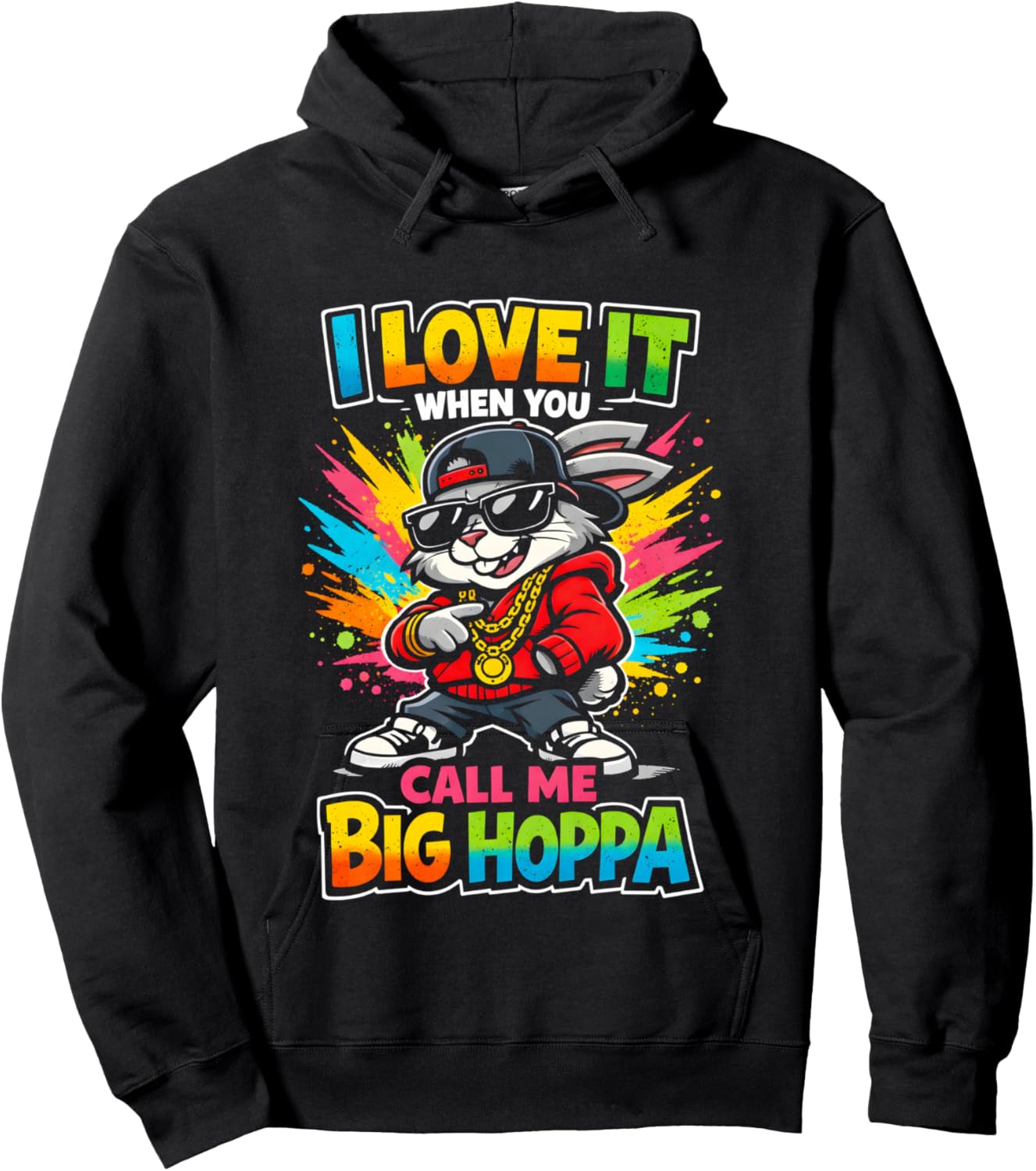 I Love It When You Call Me Big Hoppa Funny Easter Bunny Kids Hoodie - Hoodie | Black