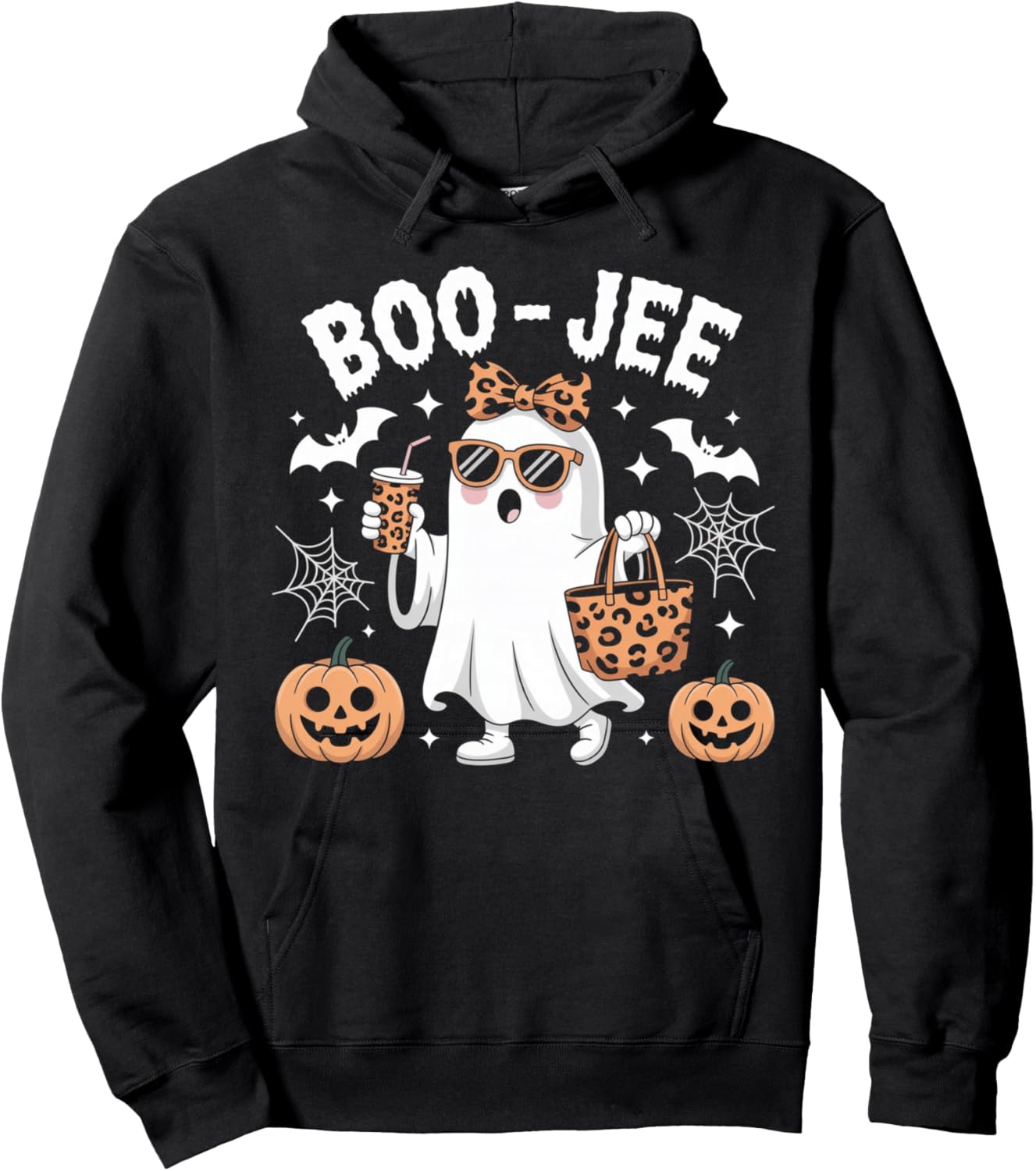 Boo JEE Ghost Halloween Spooky Vibes Boujee Boo Jee Ghost Hoodie - Hoodie | Black