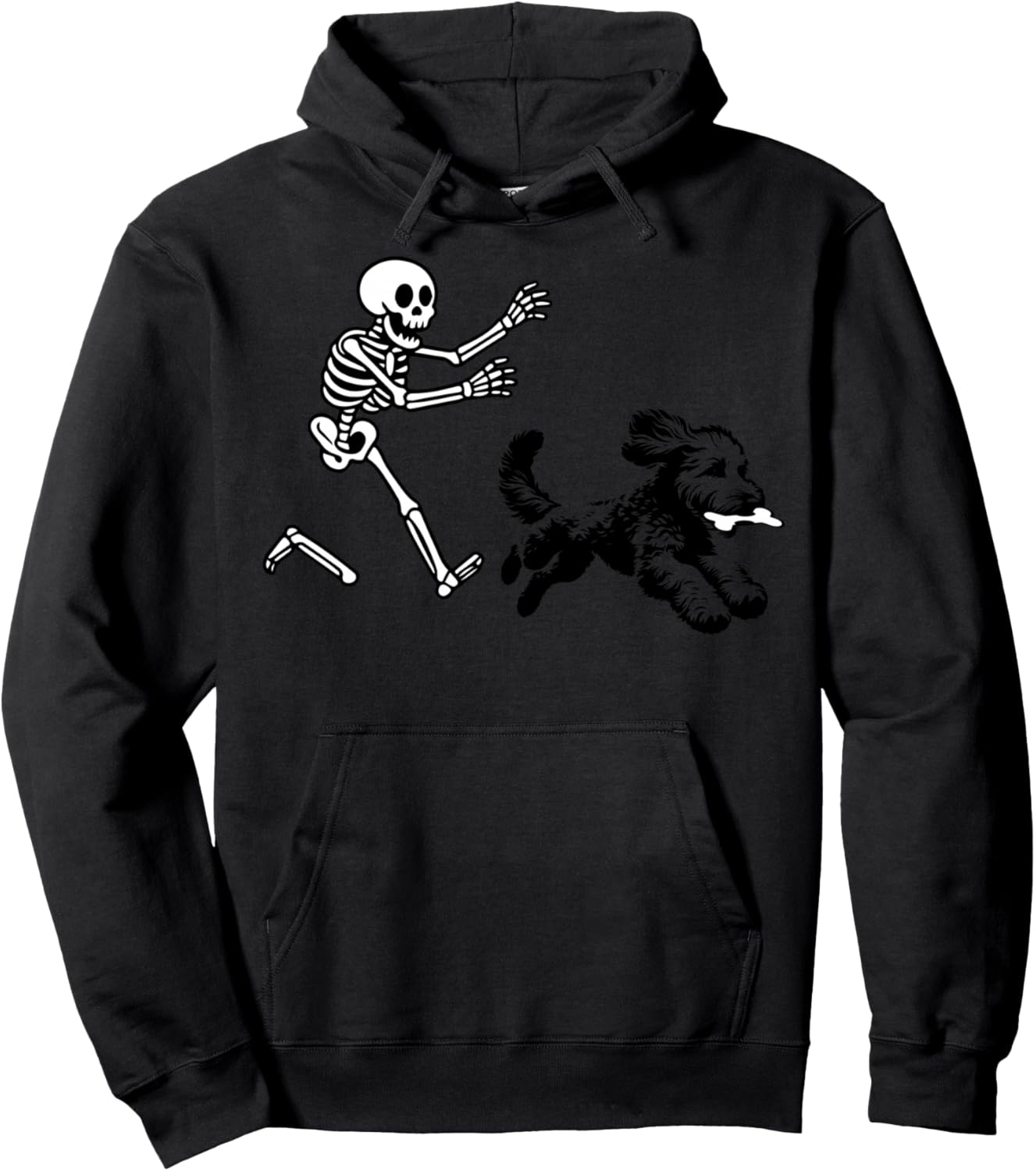 funny doodle running Skeleton halloween Hoodie - Hoodie | Black