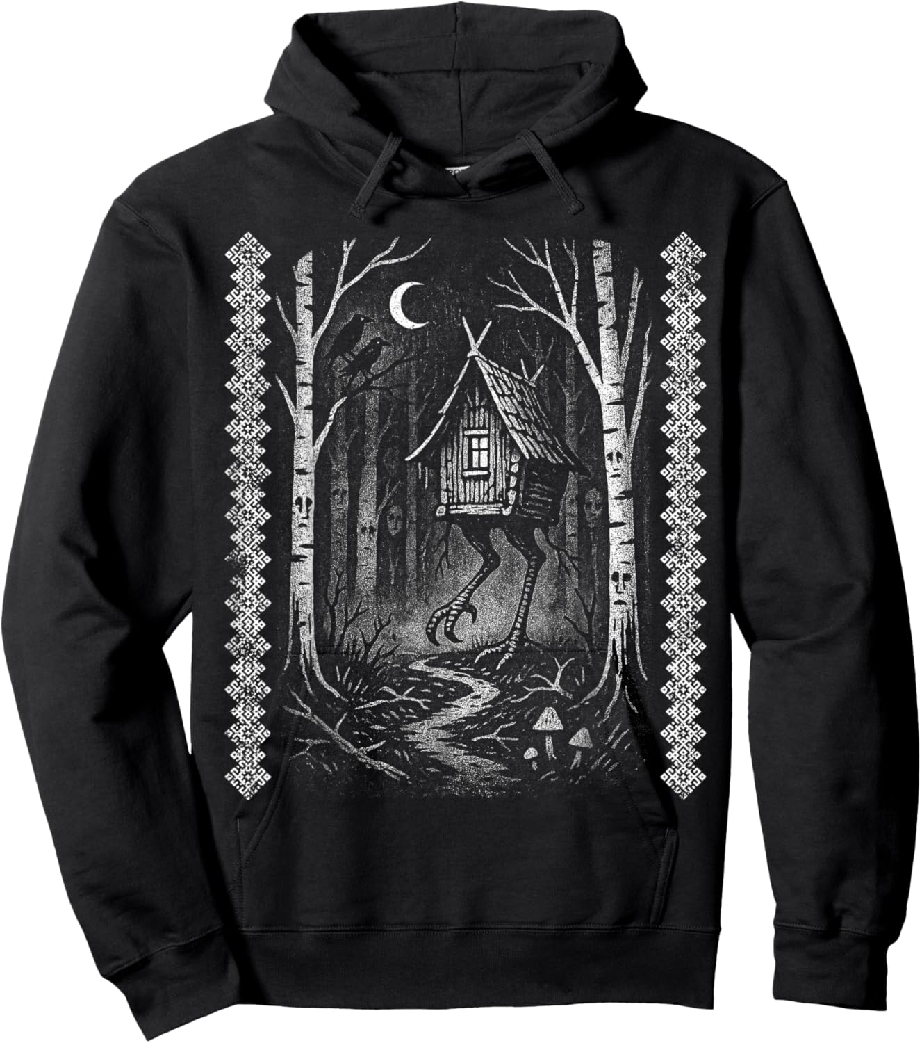 Baba Yaga Hut Slavic Folklore Occult Forest Witch Graphic Hoodie - Hoodie | Black