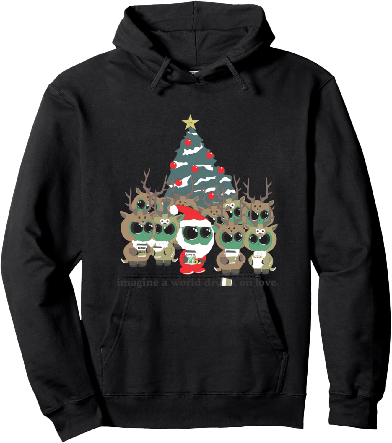 Lotus Alien Christmas party black & white Hoodie - Hoodie | Black