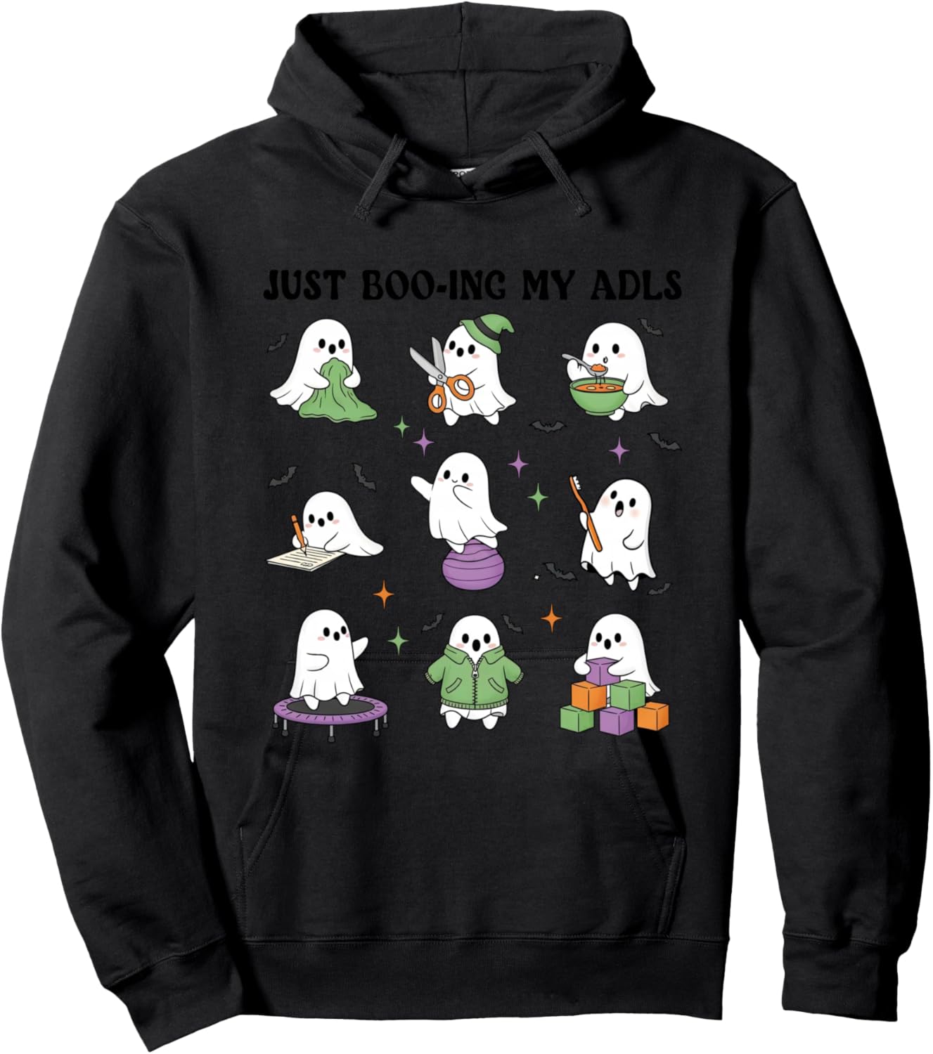 Just Boo-ing My ADLS Ghost Halloween Occupational Therapy OT Hoodie - Hoodie | Black