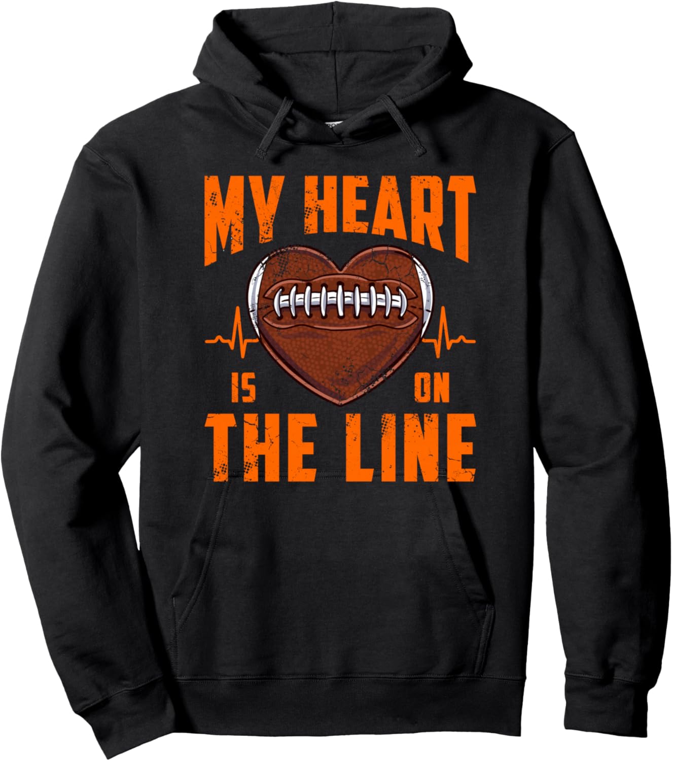 My Heart Is On The Line Football Family Design Hoodie - Hoodie | Black