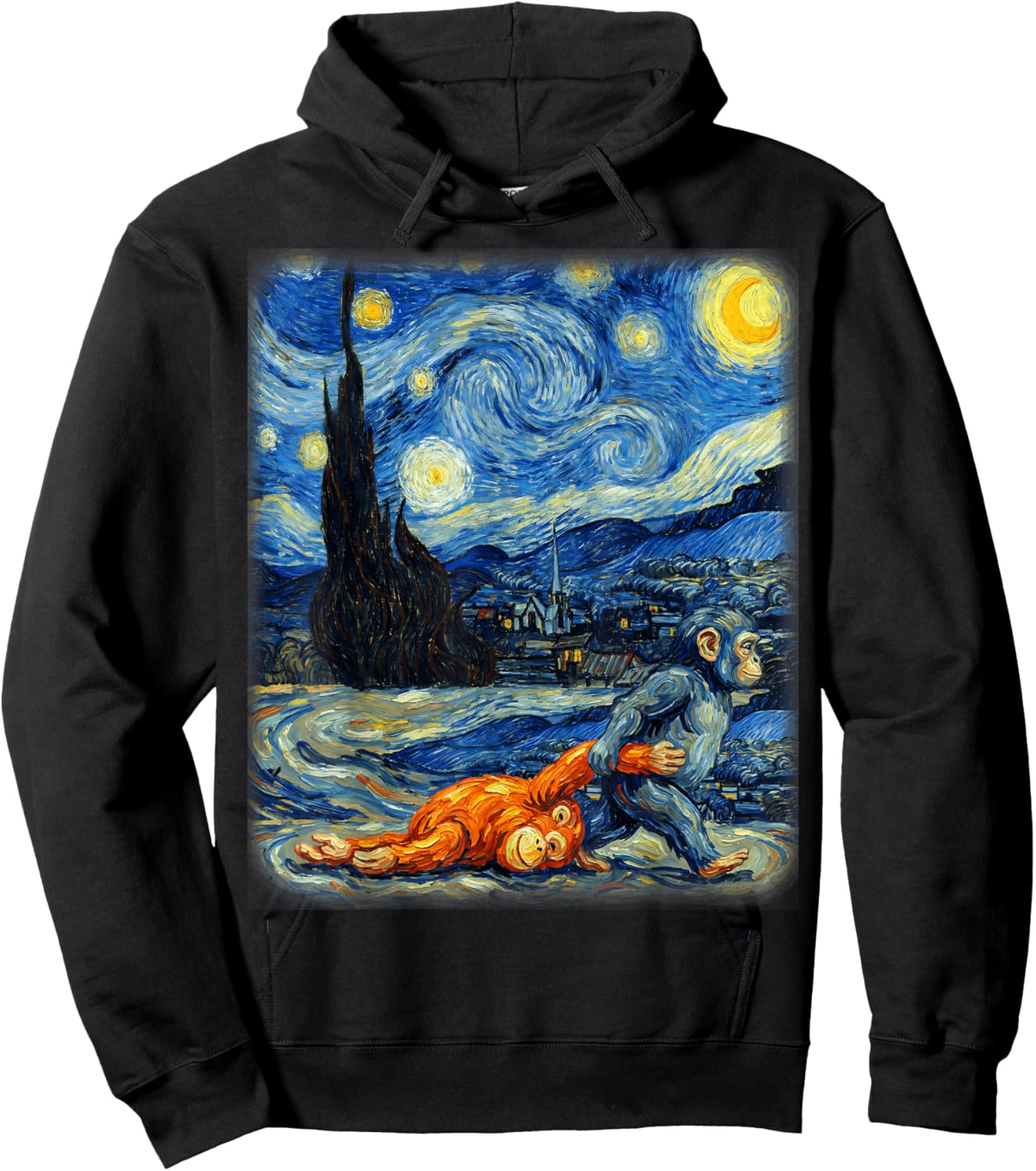 Punch-kun Panchi Kun Viral Video Star Van Gogh Monkey Punch Hoodie - Hoodie | Black