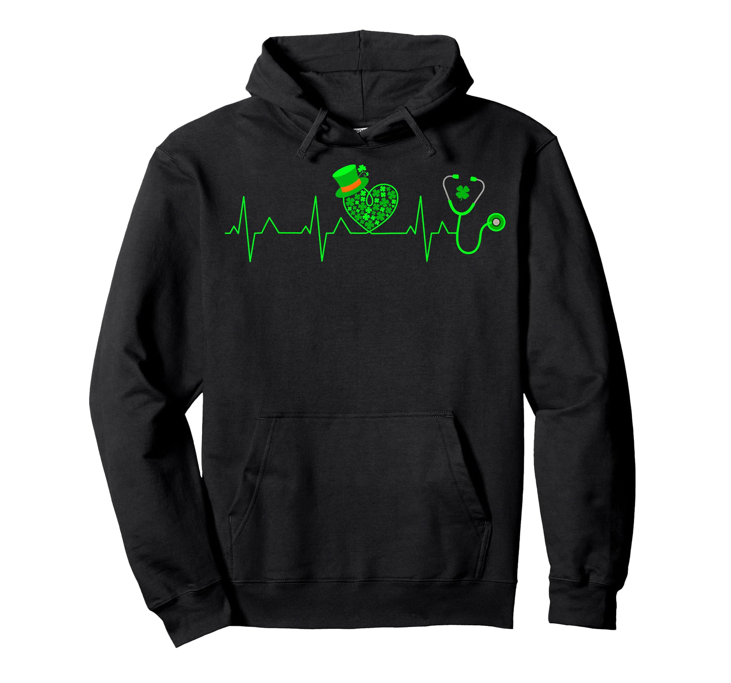 Shamrock Heartbeat Stethoscope Scrub Nurse St Patricks Day T-Shirt