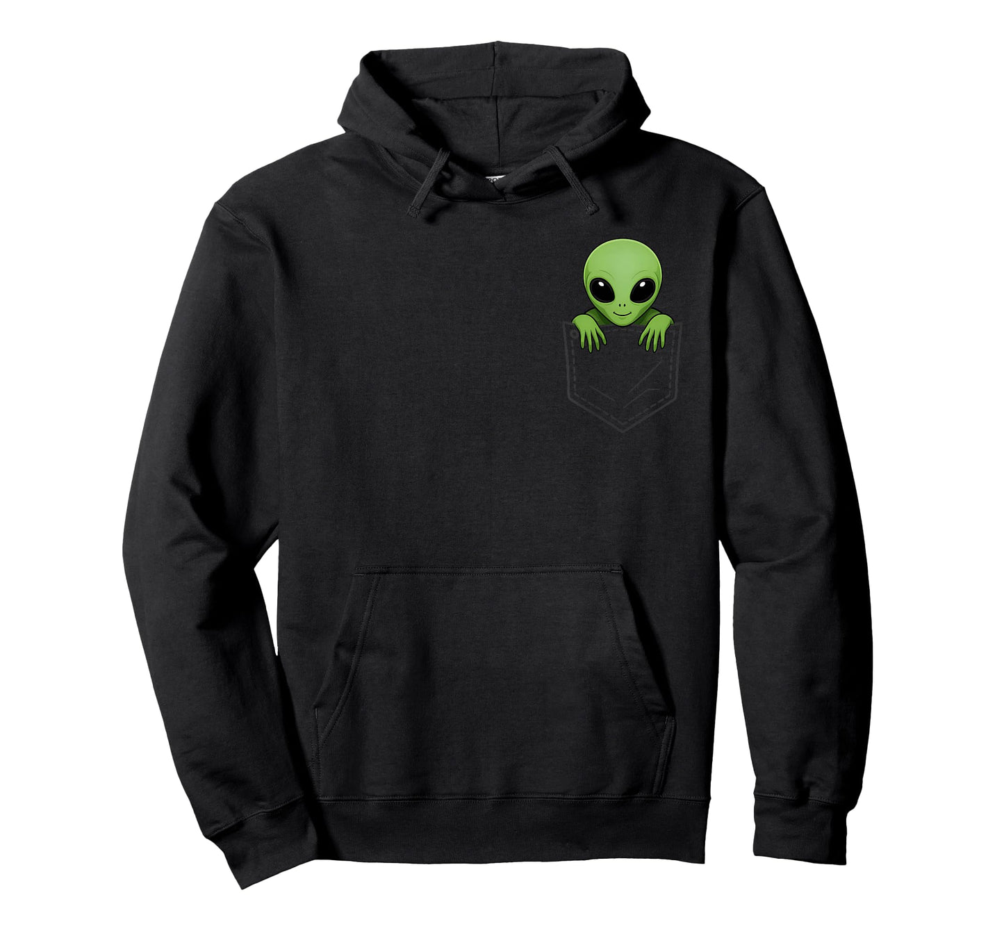 Funny Green Alien Head Peeking in Pocket UFO Men Women Kids T-Shirt