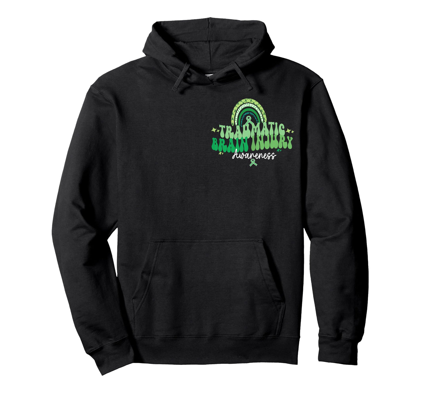 in March We Wear Green, Groovy TBI Awareness (Back & Front) T-Shirt