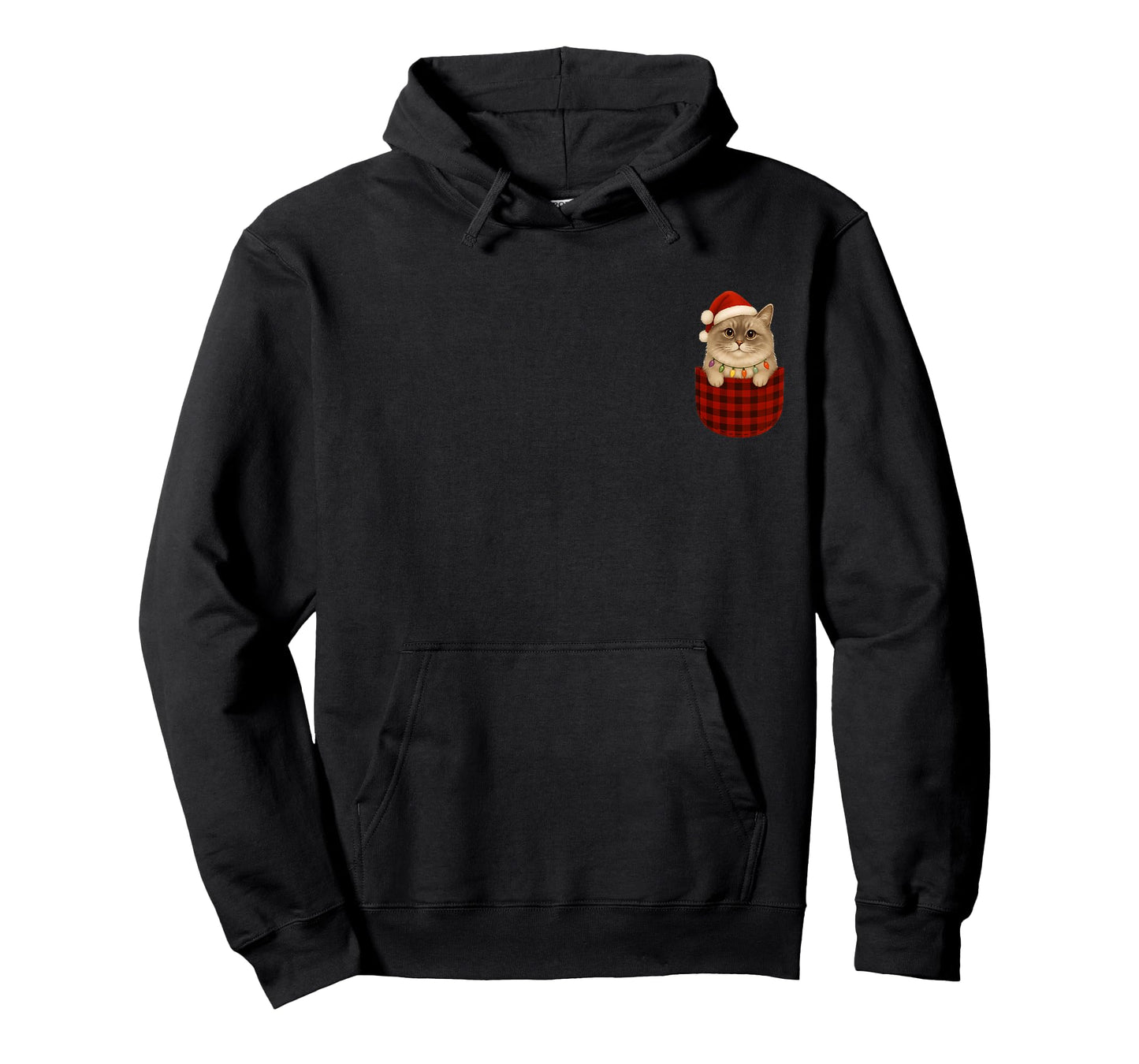 Siberian Cat Buffalo Red Plaid Pocket Christmas Cat Lovers T-Shirt