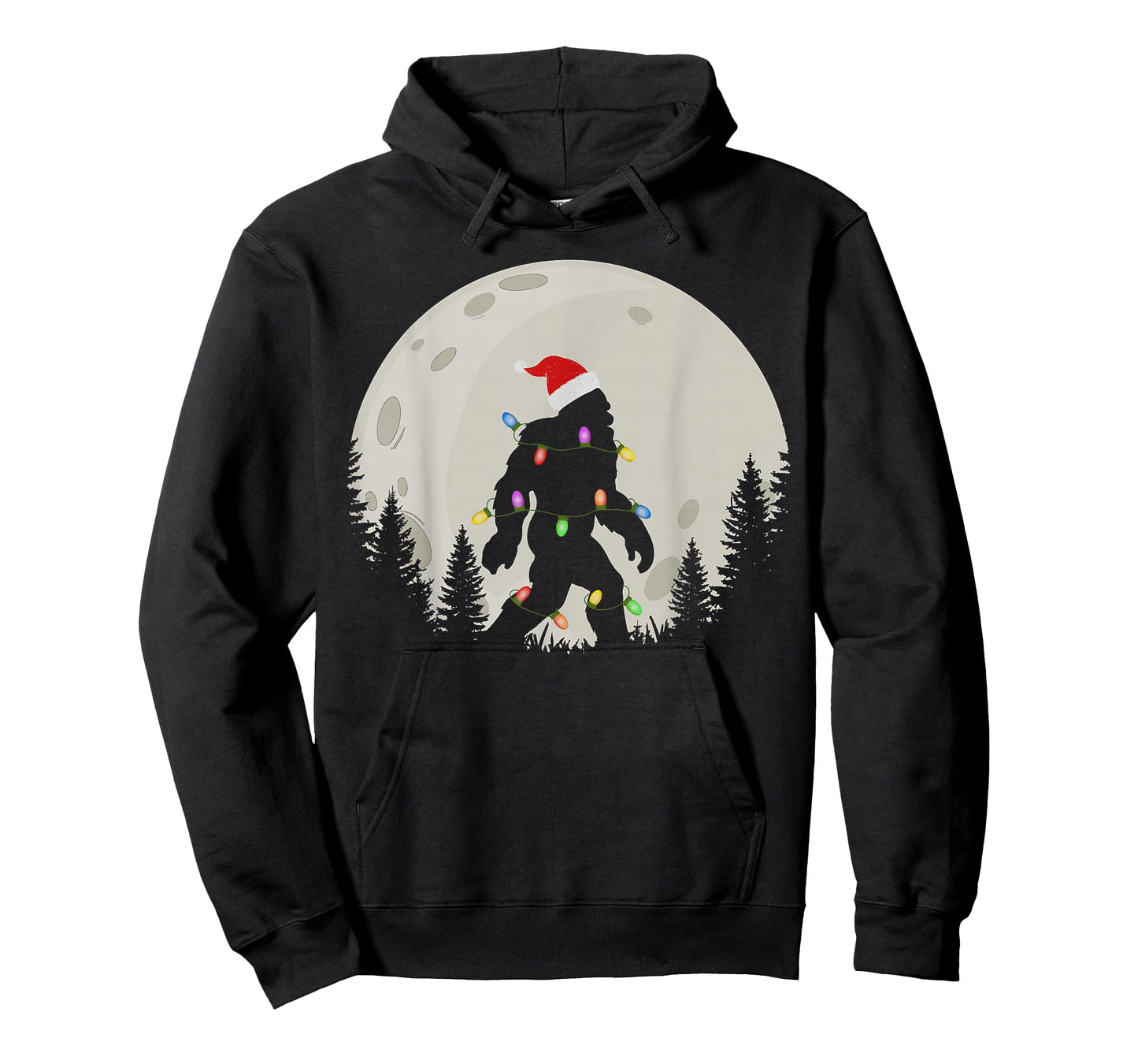 Funny Christmas Bigfoot Santa Hat Moon Sasquatch Kids Mens T-Shirt