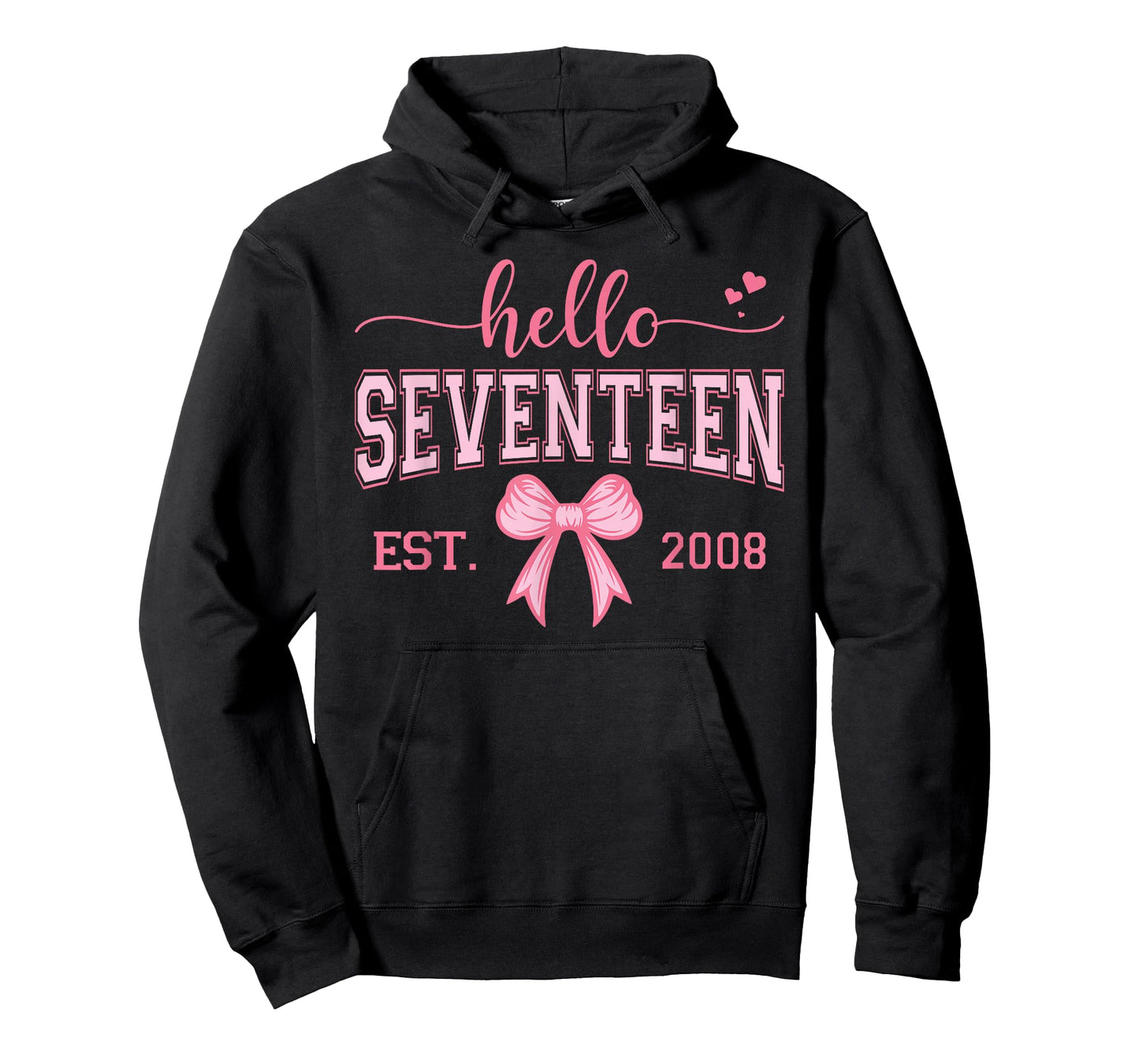Hello Seventeen Est 2008 Coquette Bow 17th Birthday Girl T-Shirt