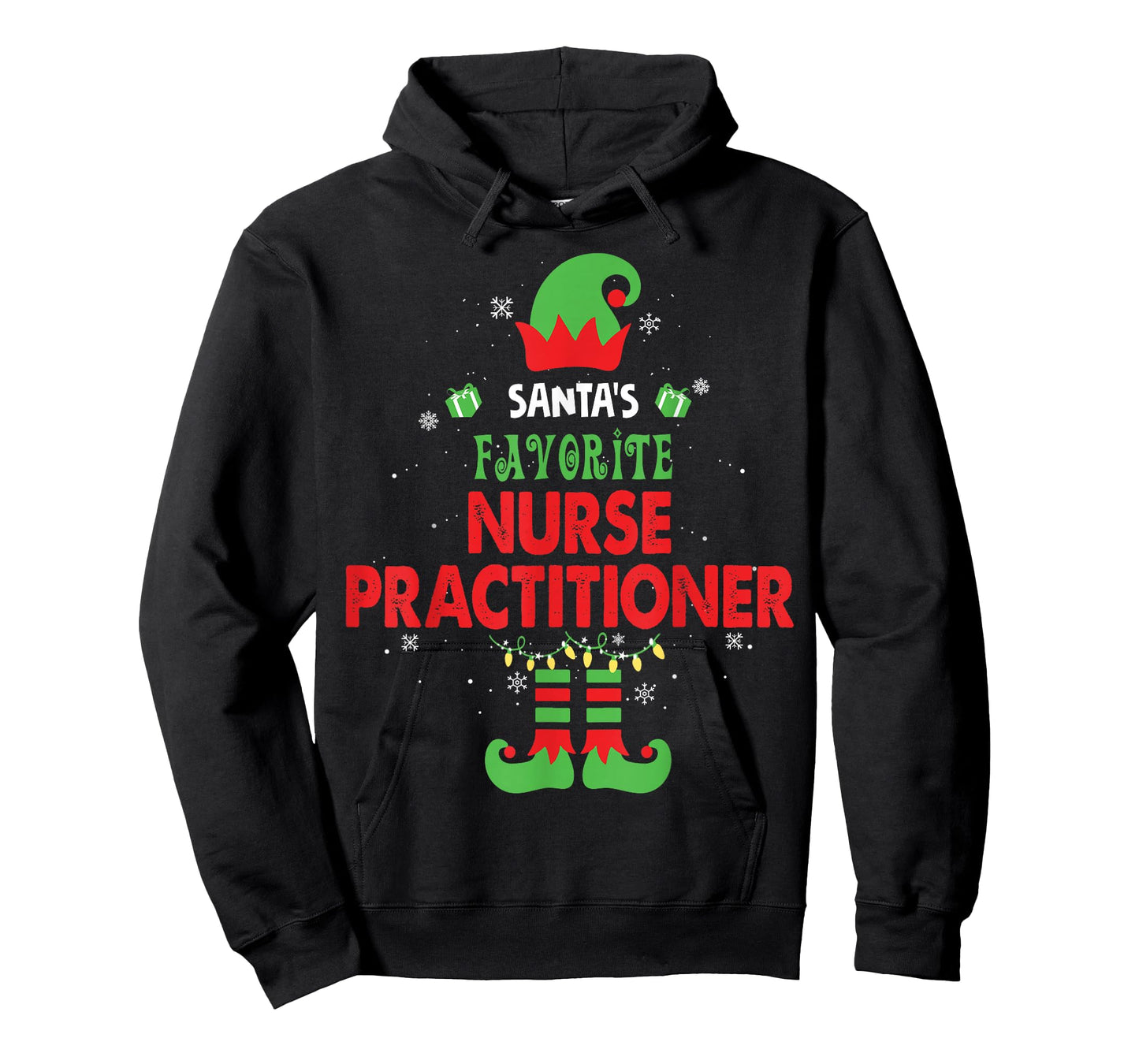 Santa's Favorite Nurse Practitioner Funny Elf Family Xmas T-Shirt