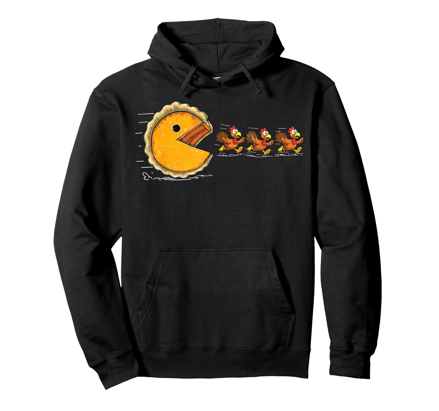 Retro Pumpkin Pie Chasing Turkey Funny Gamer Thanksgiving T-Shirt