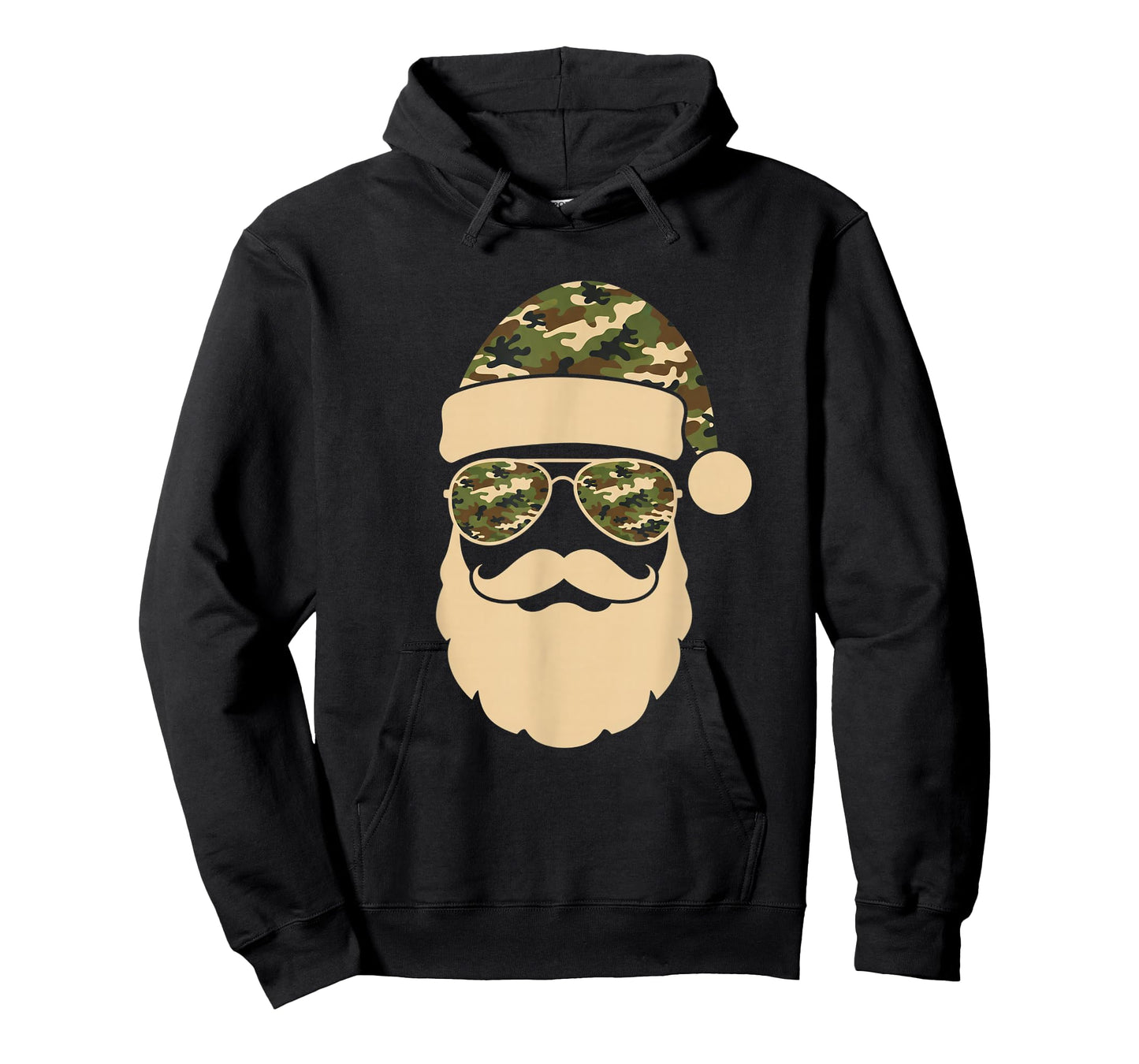 Christmas Camo Santa Sunglasses Hat Beard Cool Military Hunt T-Shirt