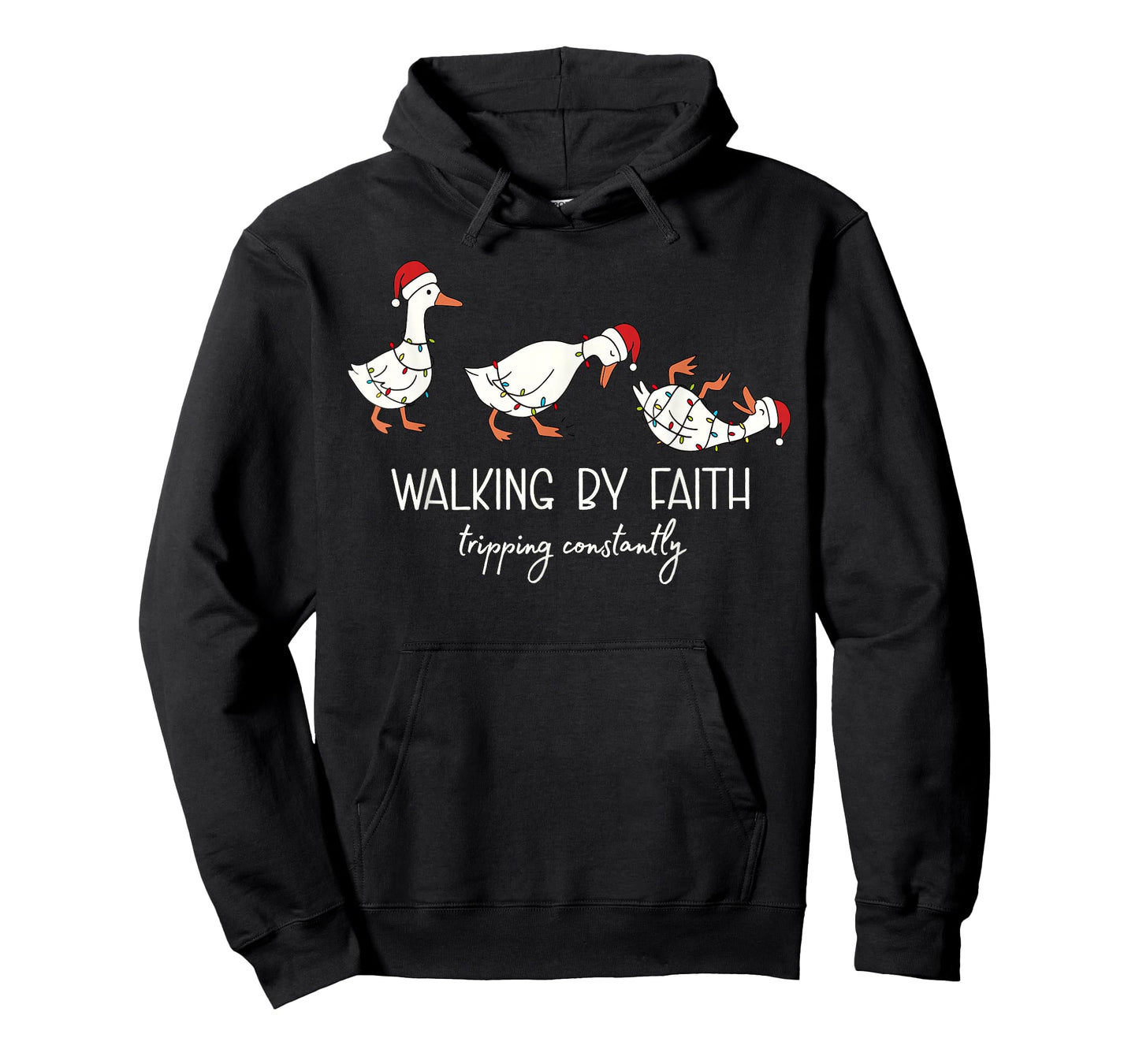 Walking by Faith Tripping Constantly Bible Christmas Goose T-Shirt