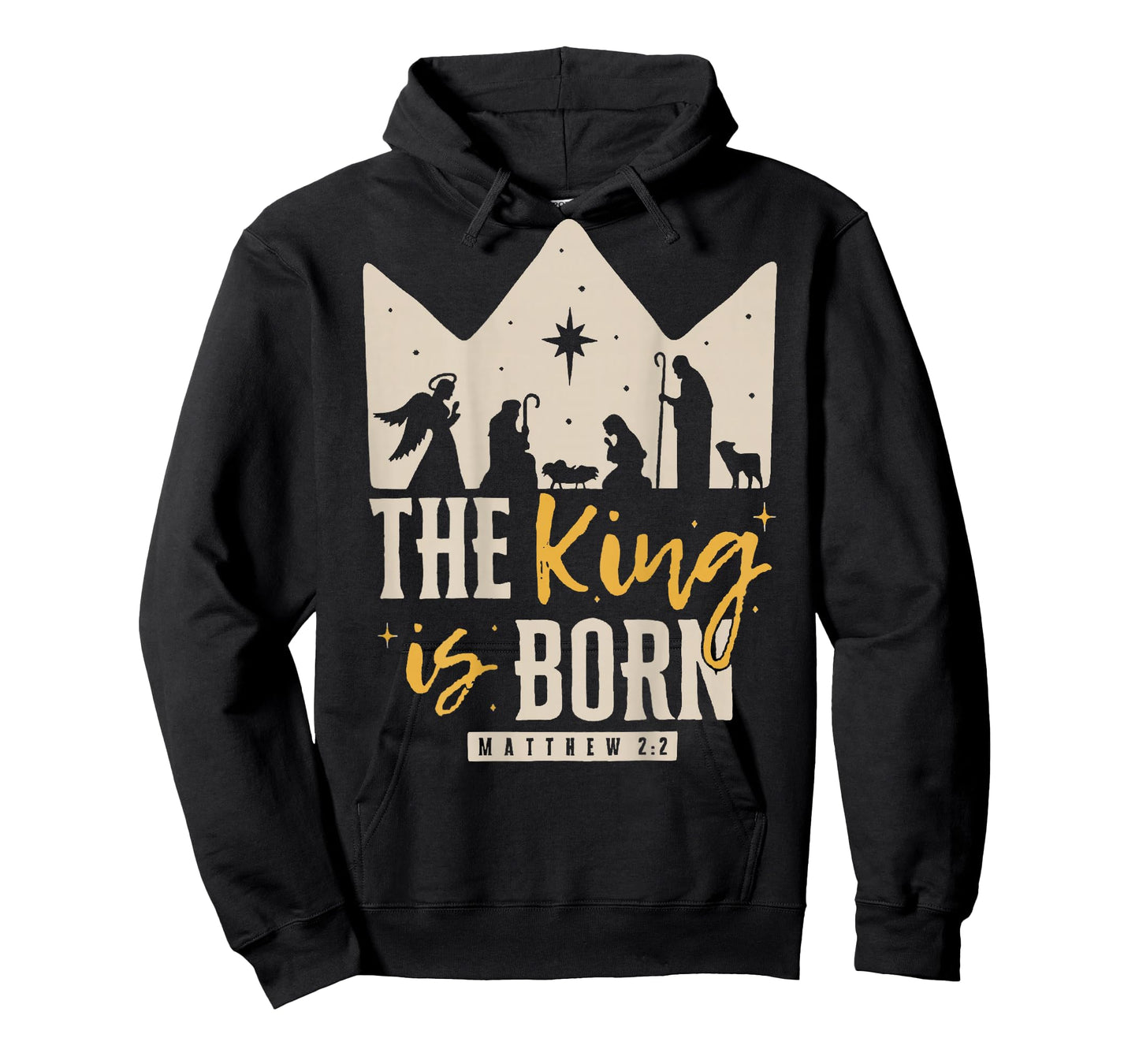 Retro Religious Christmas The King is Born Christian T-Shirt
